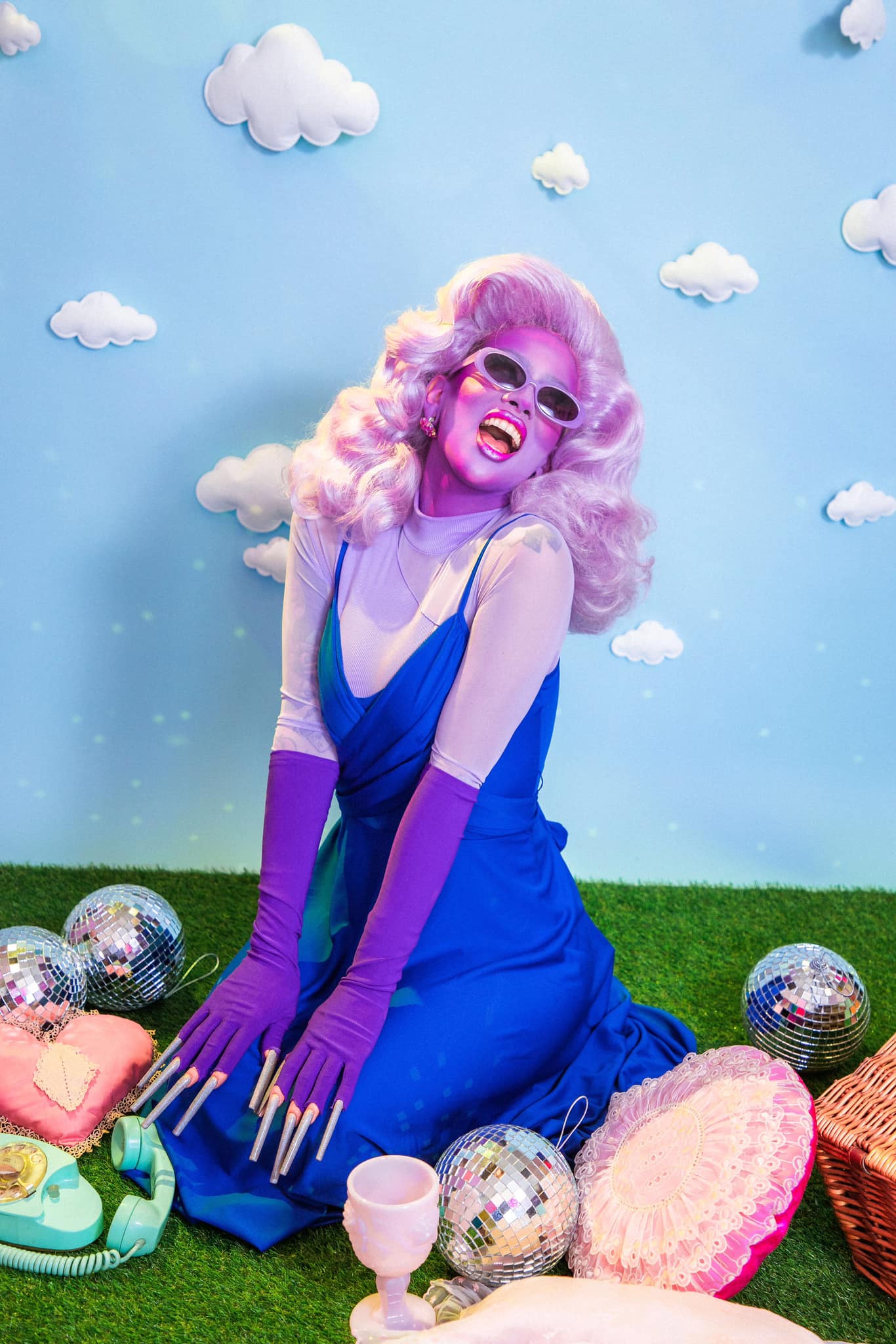 1970's Sexy Vibrant Blue Party Dress