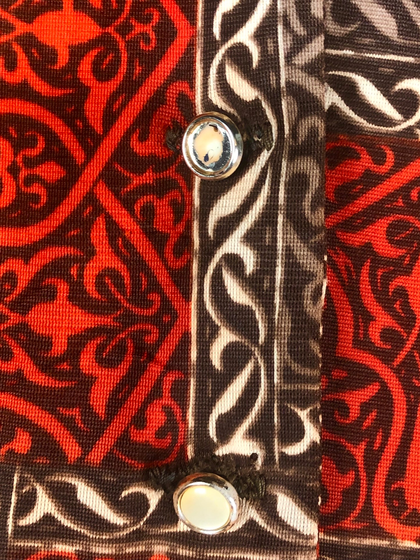 1960's Red-Brown Dress With Unique Print