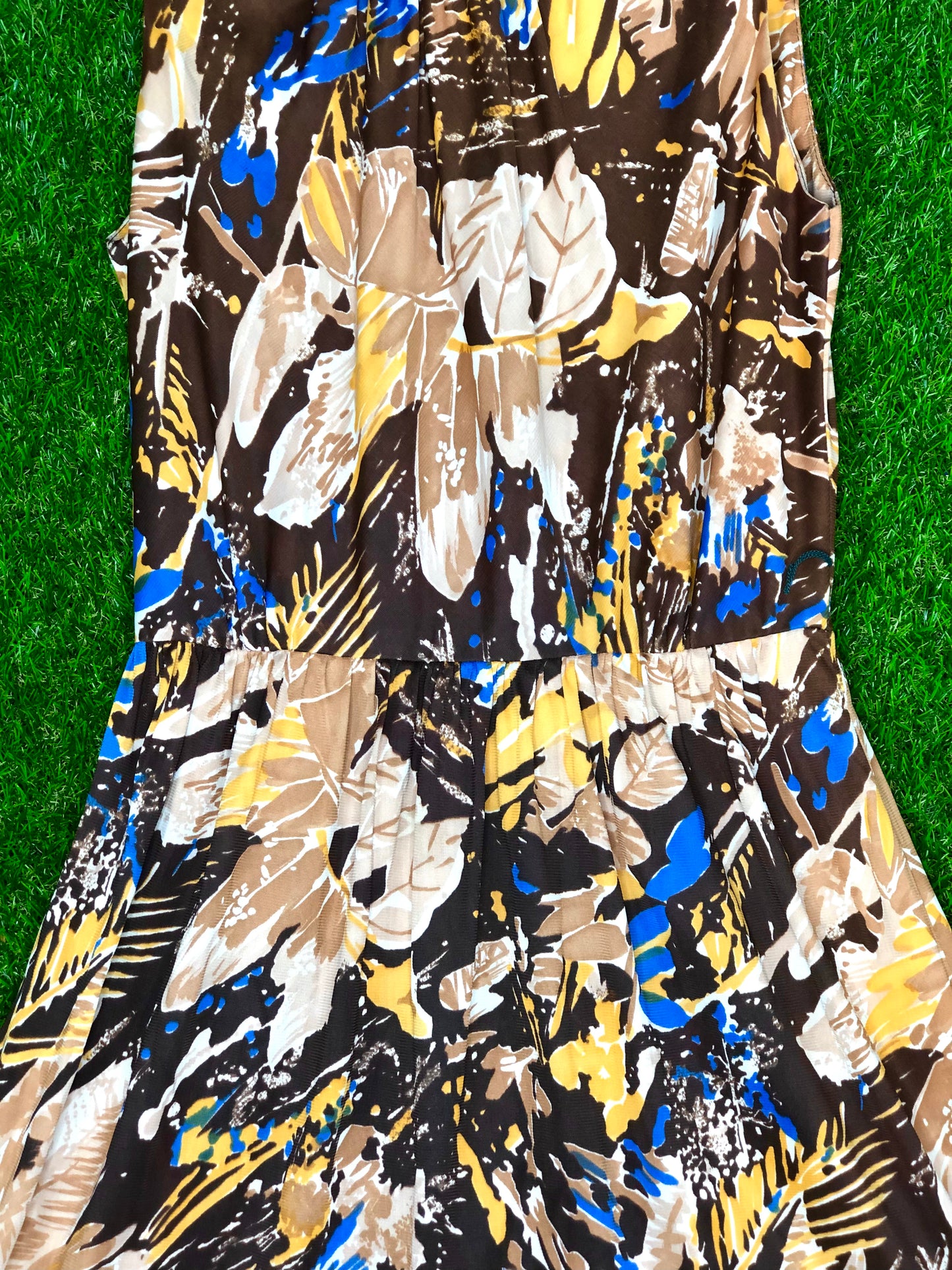 1960's Abstract Leaf Print Dress
