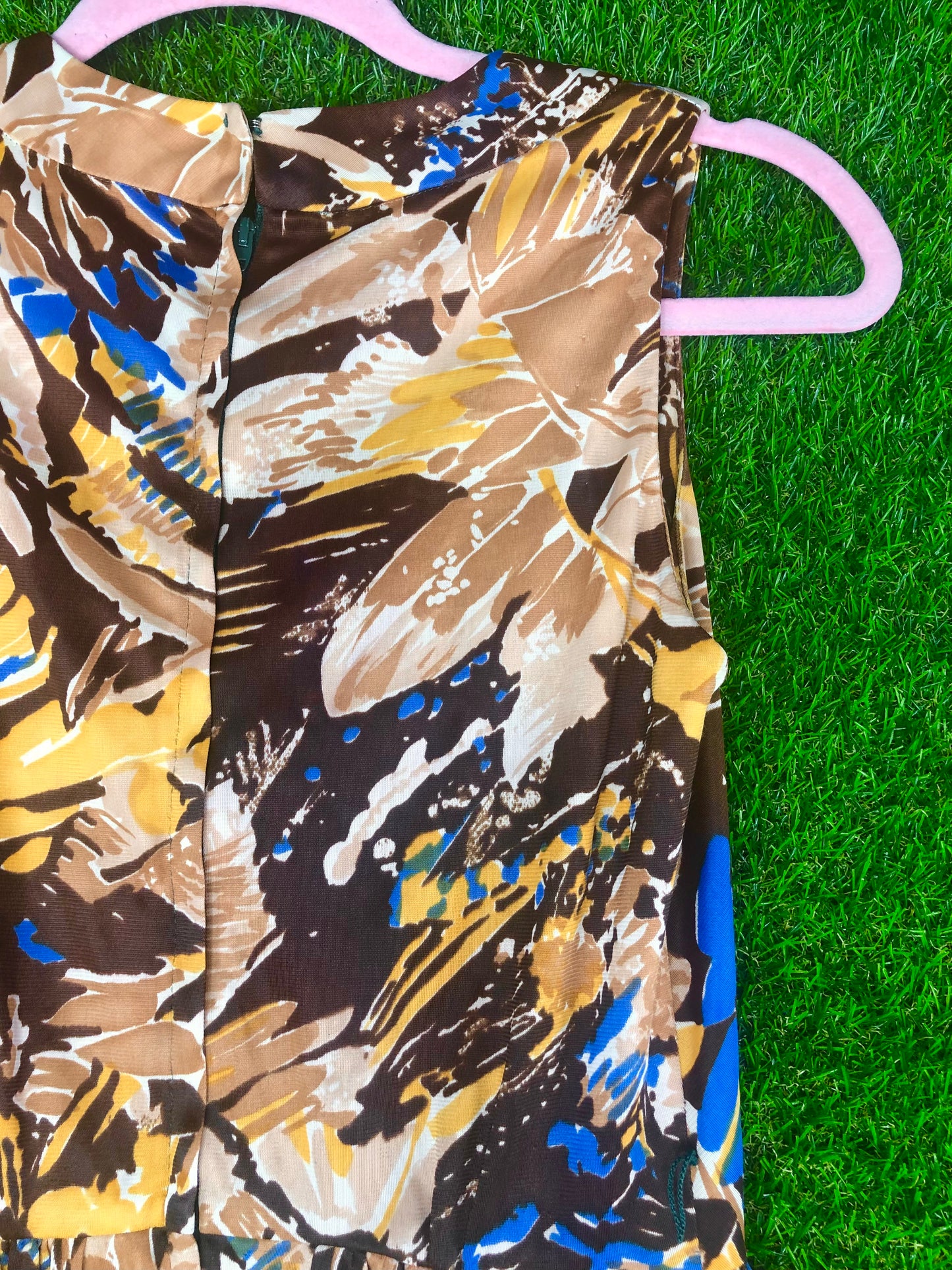 1960's Abstract Leaf Print Dress