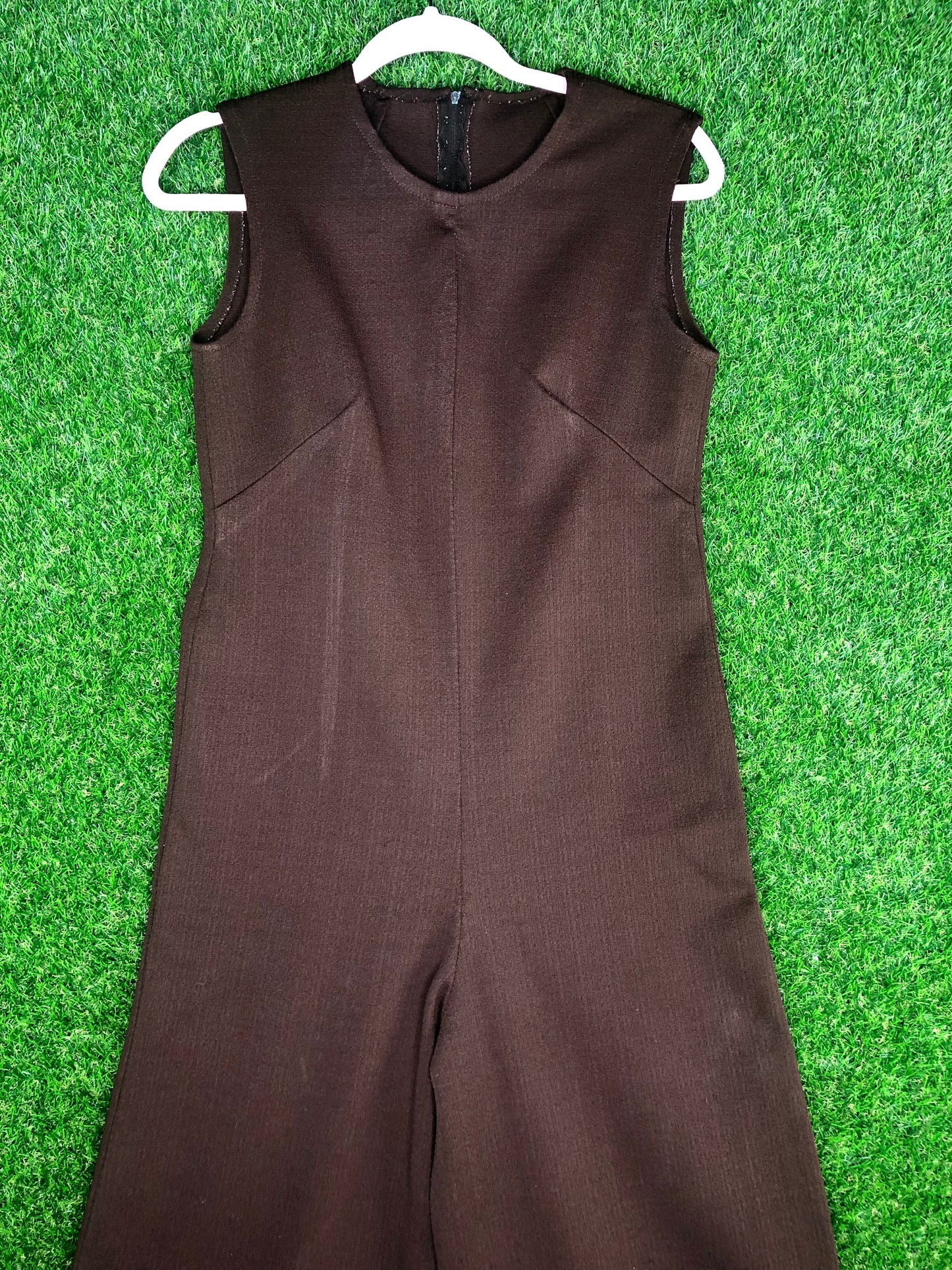 1970's Chocolate Brown Sleeveless Jumpsuit