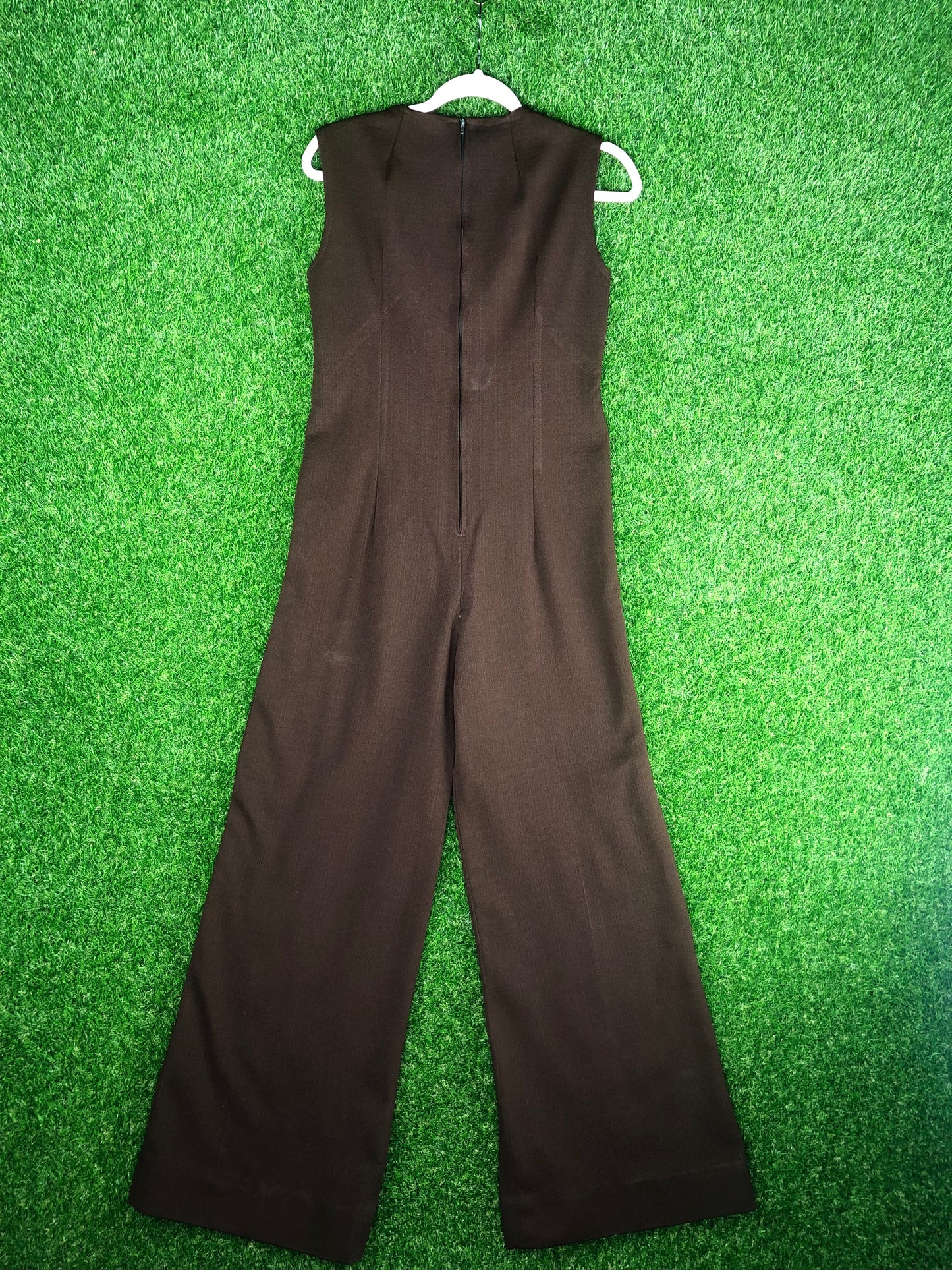 1970's Chocolate Brown Sleeveless Jumpsuit