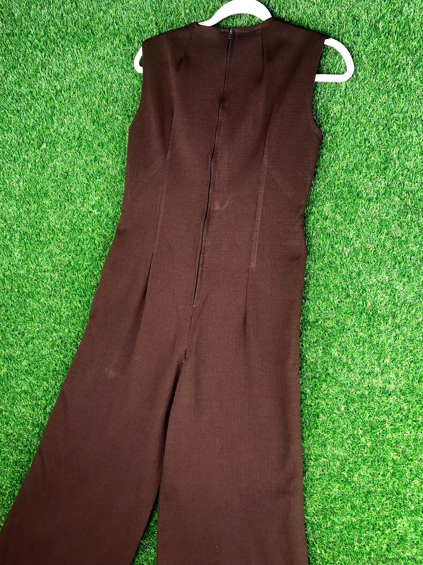 1970's Chocolate Brown Sleeveless Jumpsuit