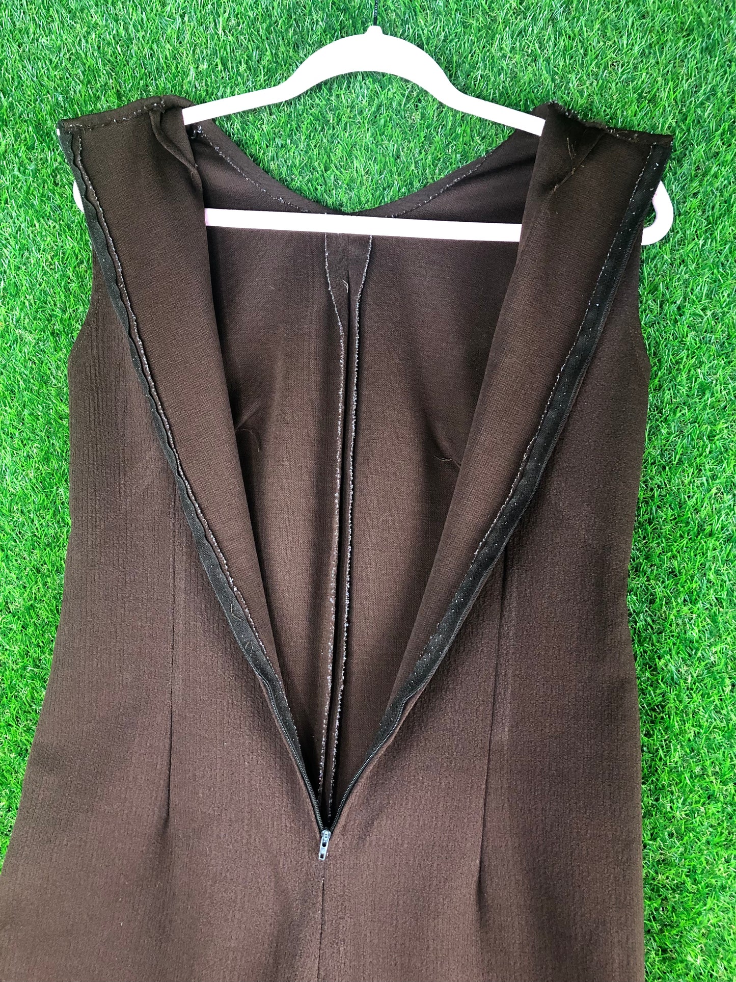 1970's Chocolate Brown Sleeveless Jumpsuit