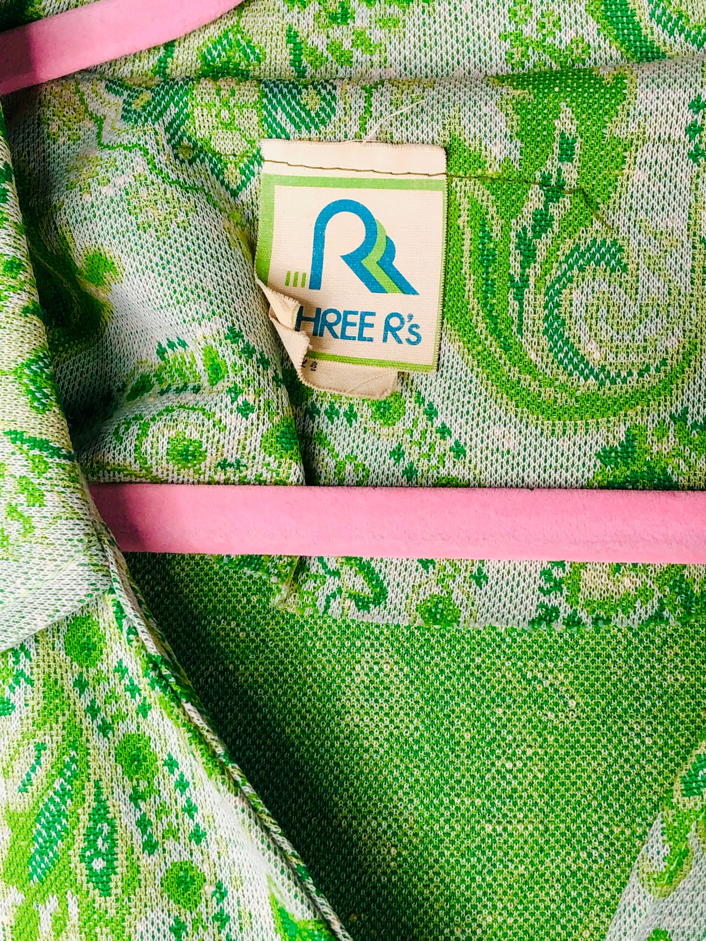 1970's Volup Green Paisley Dress