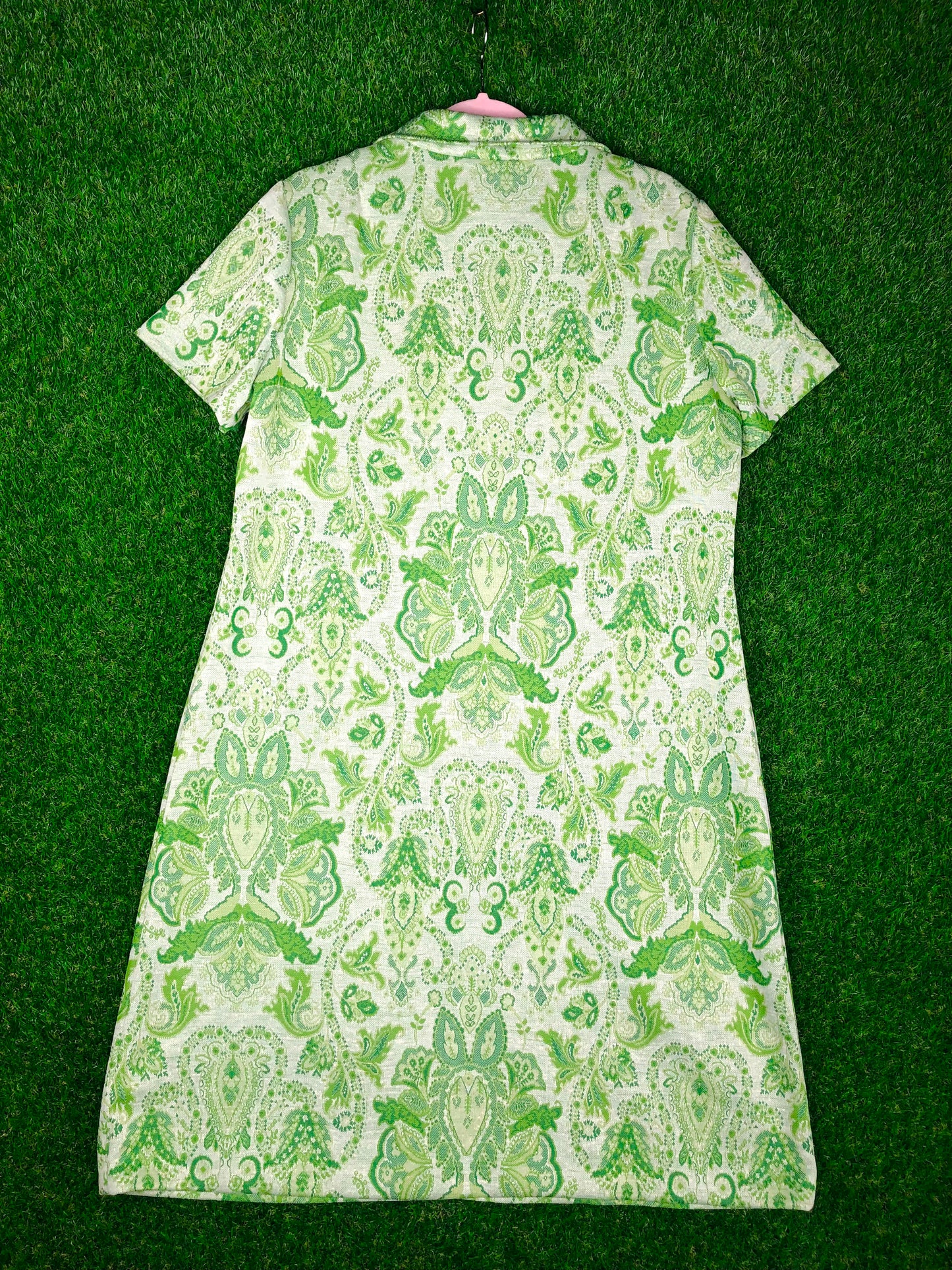 1970's Volup Green Paisley Dress