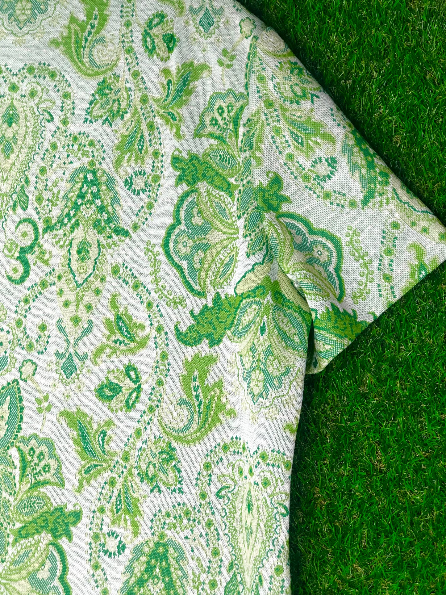 1970's Volup Green Paisley Dress