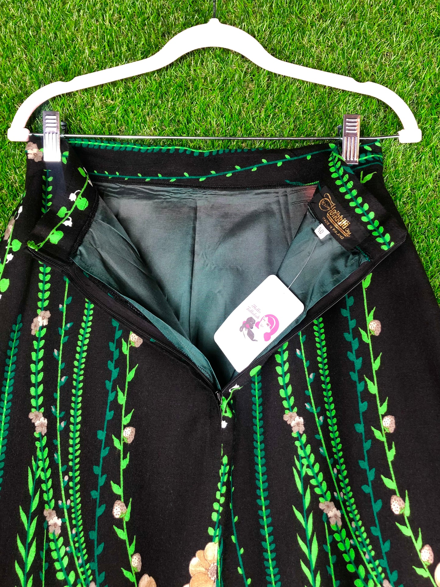 1970's Romantic Black Floral Maxi Skirt