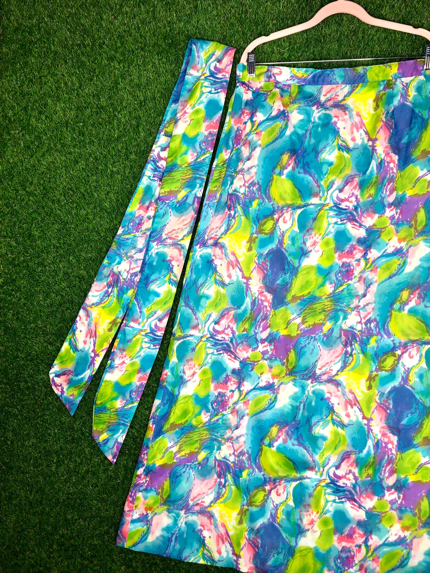 1970's Floral Maxi Skirt With Matching Belt