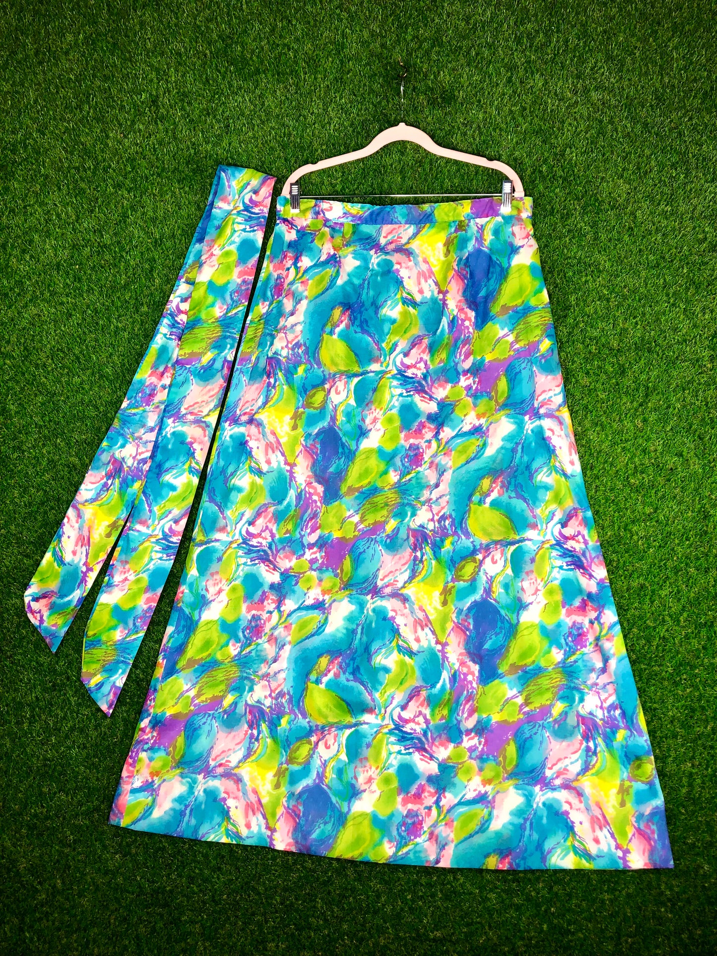 1970's Floral Maxi Skirt With Matching Belt