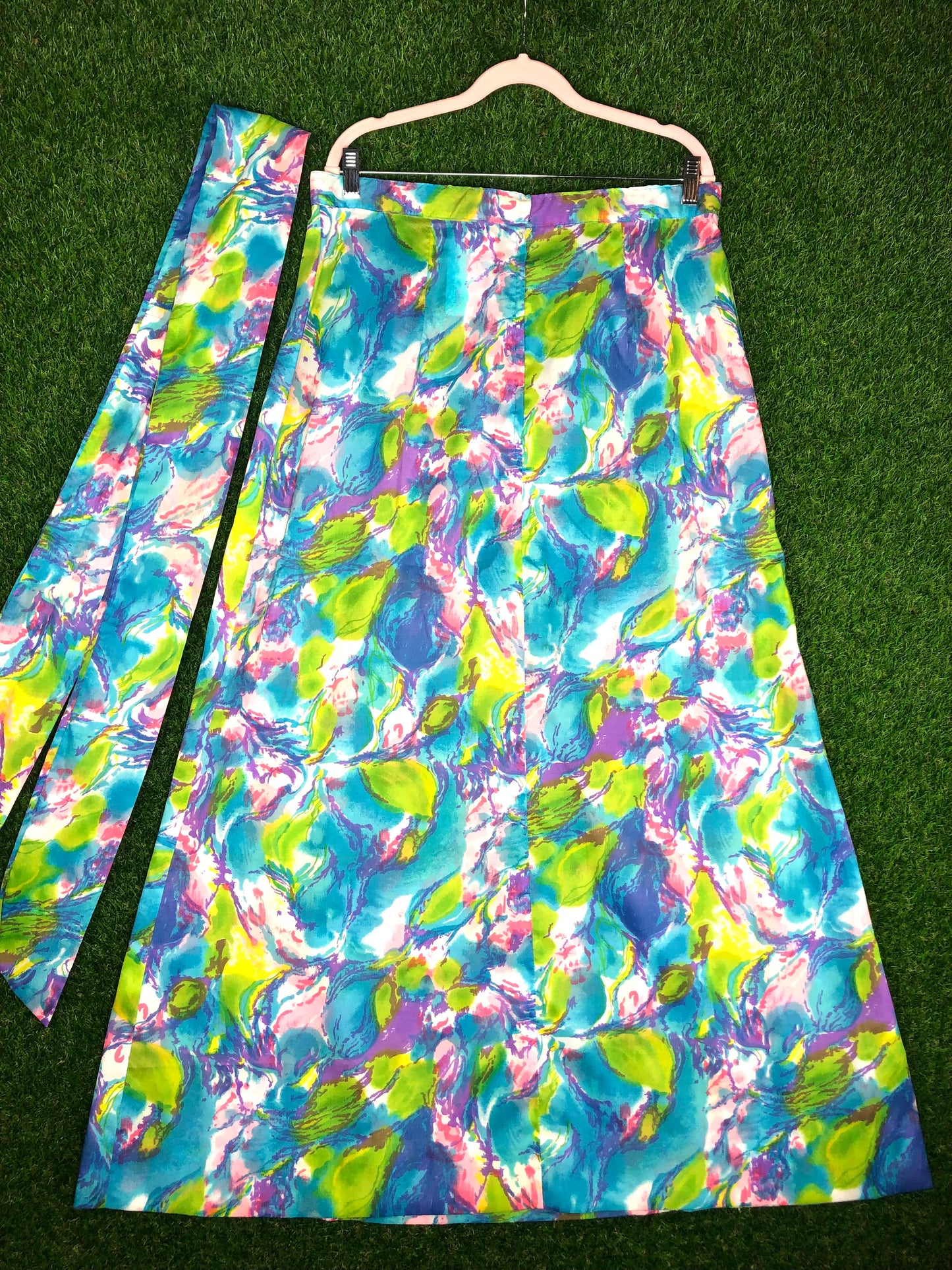 1970's Floral Maxi Skirt With Matching Belt