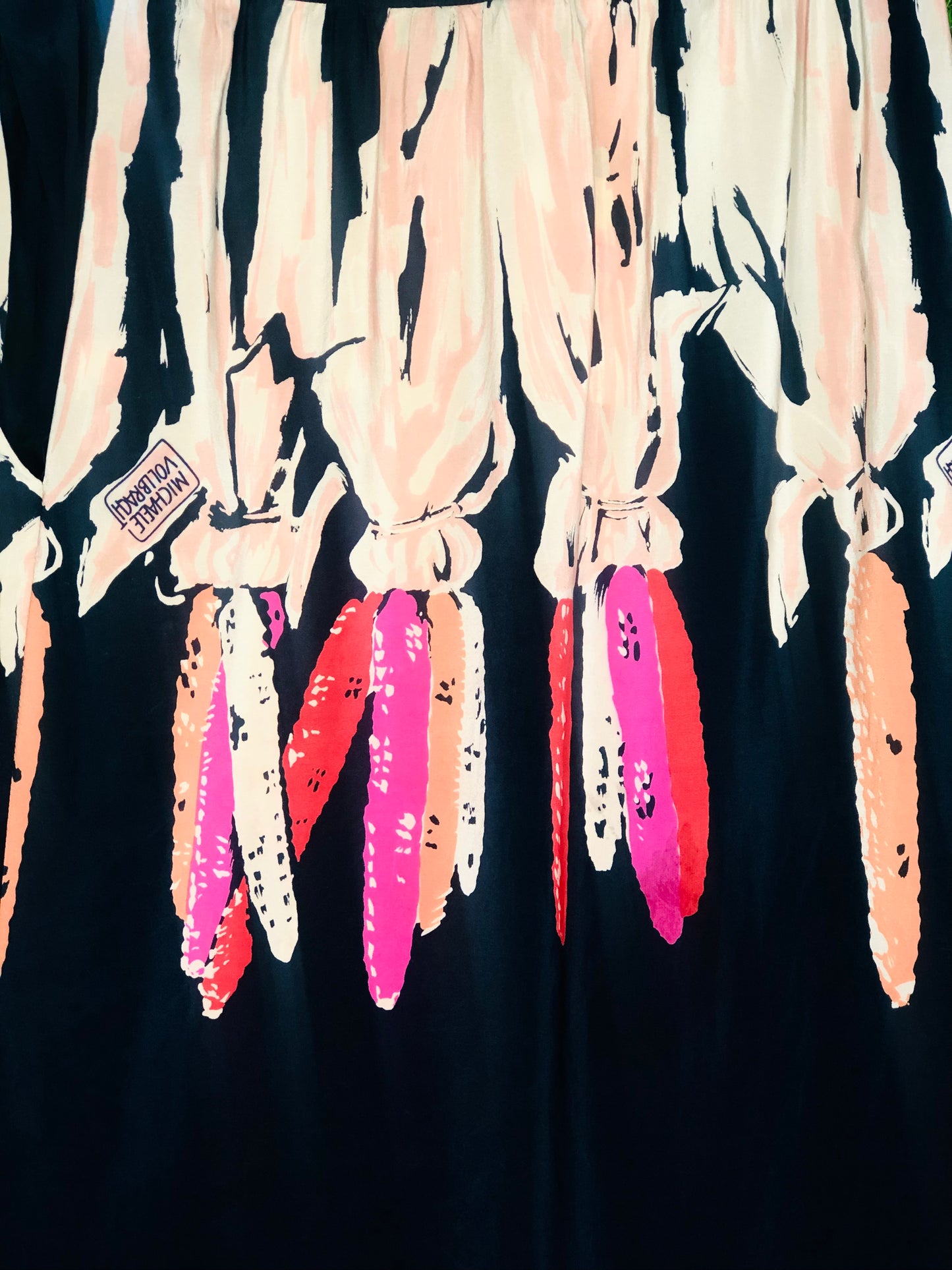 1980's RARE Michaele Vollbracht Designer Silk Corn Skirt