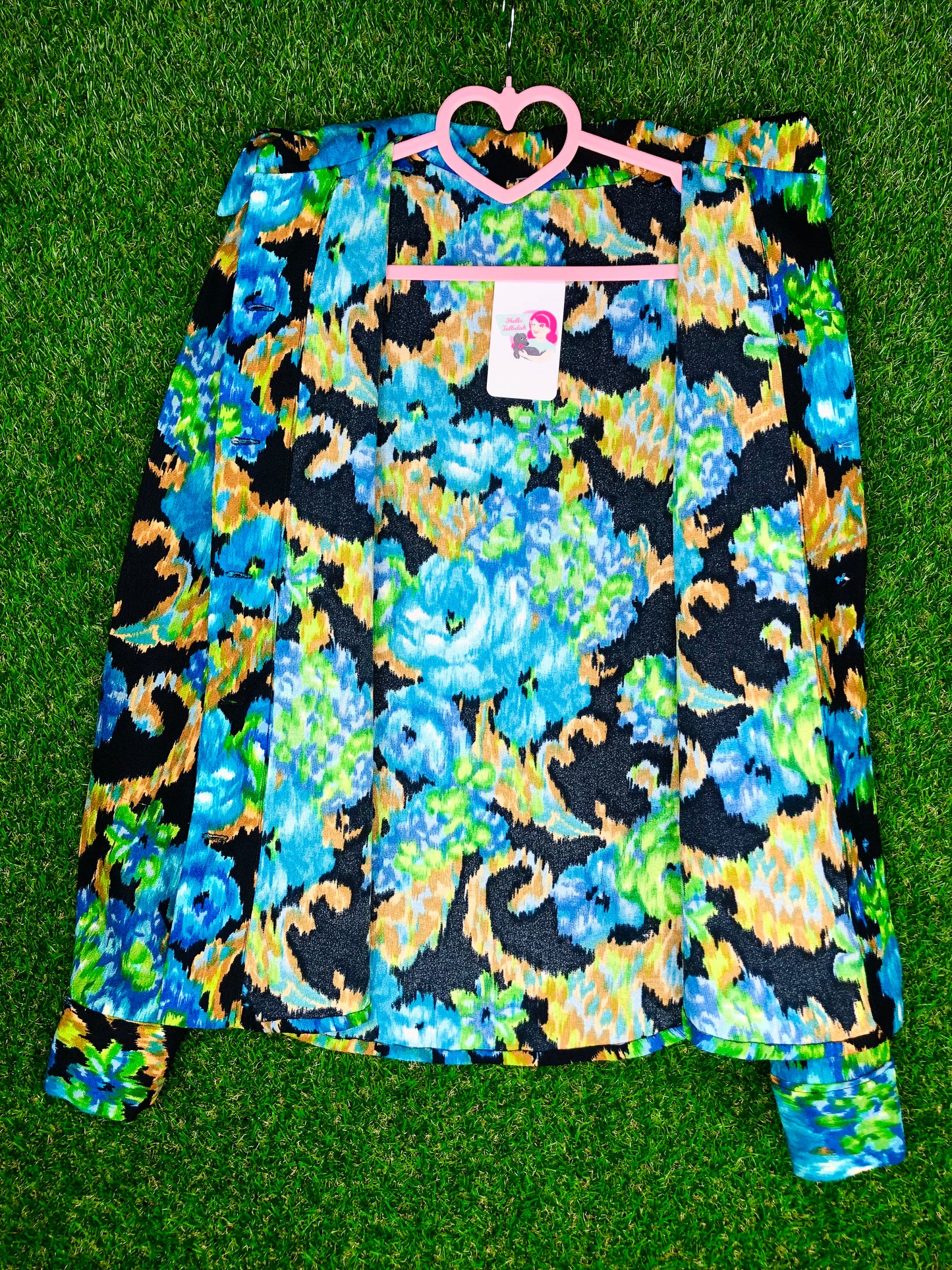 1970's Colorful Long-Sleeved Floral Top