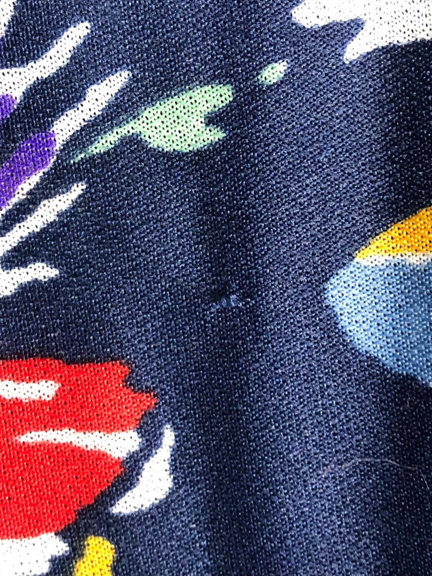 1970's Colorful Floral Navy Top