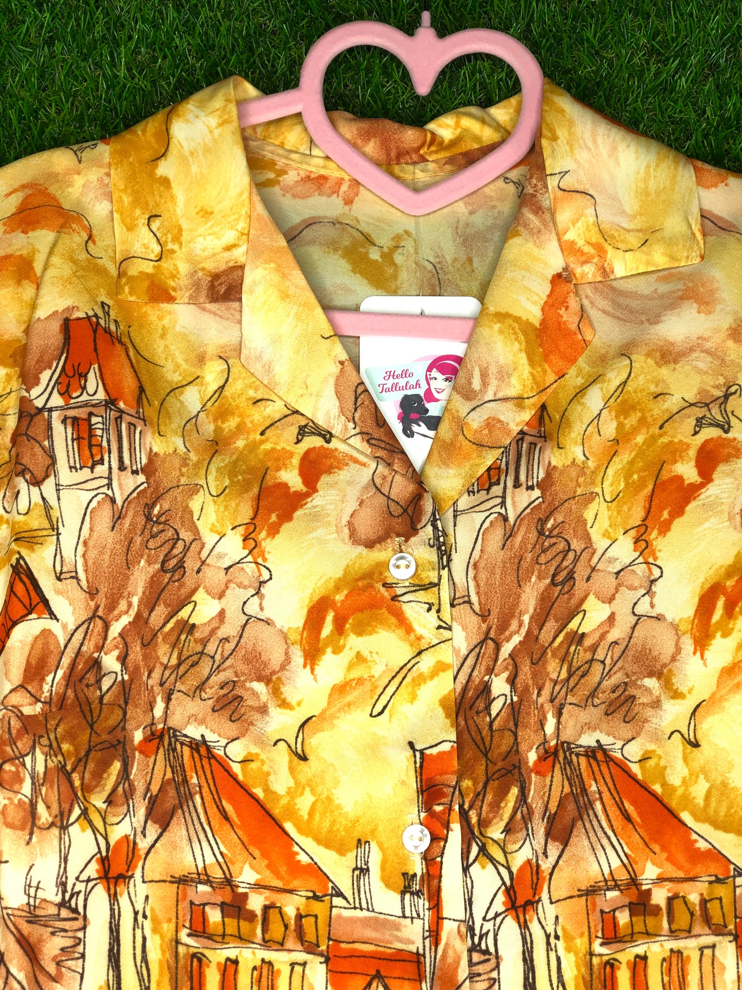 1970's Orange Artistic Paris Impressionist Scenery Shirt
