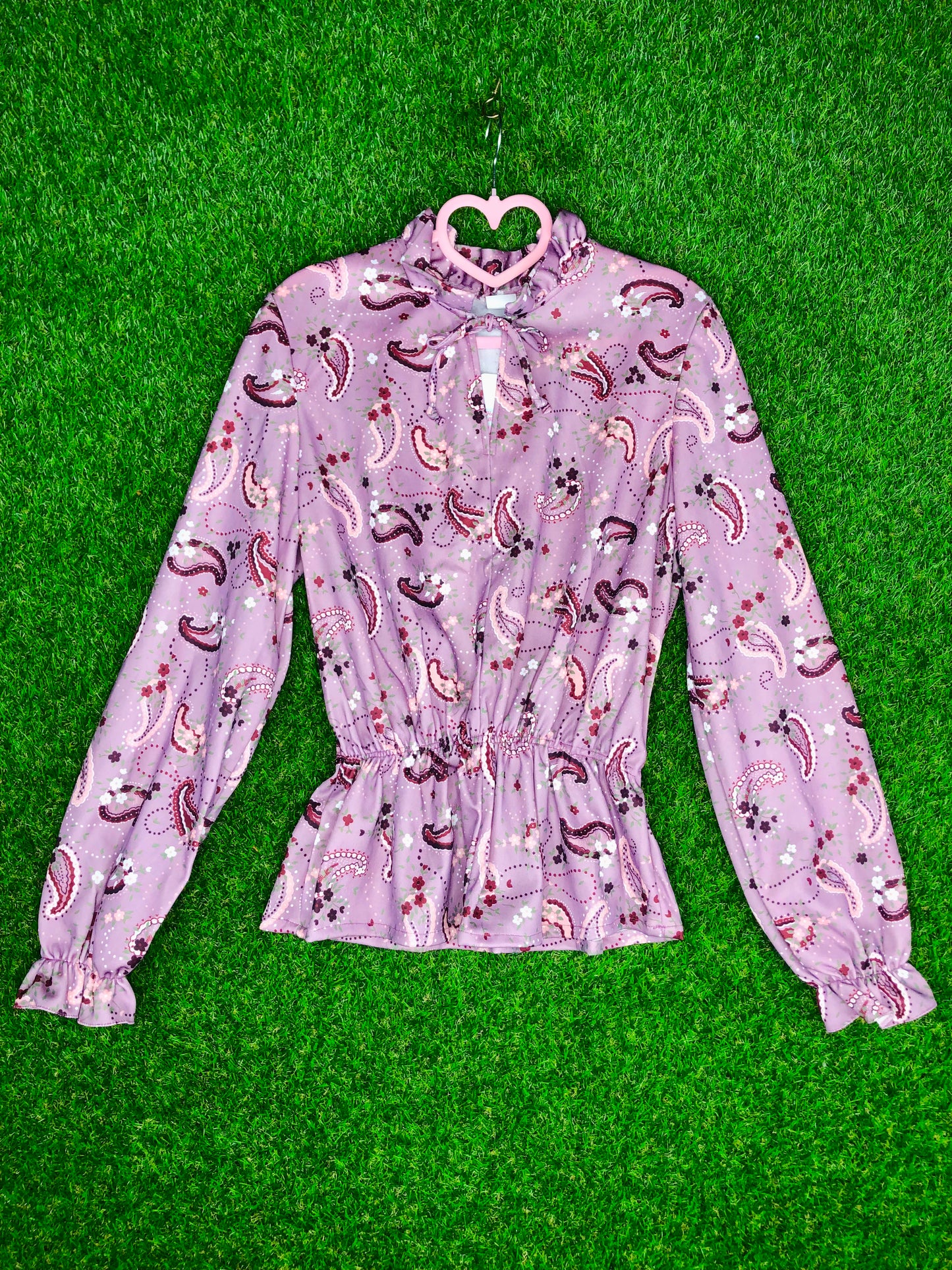 1970's Purple Paisley Peplum Top
