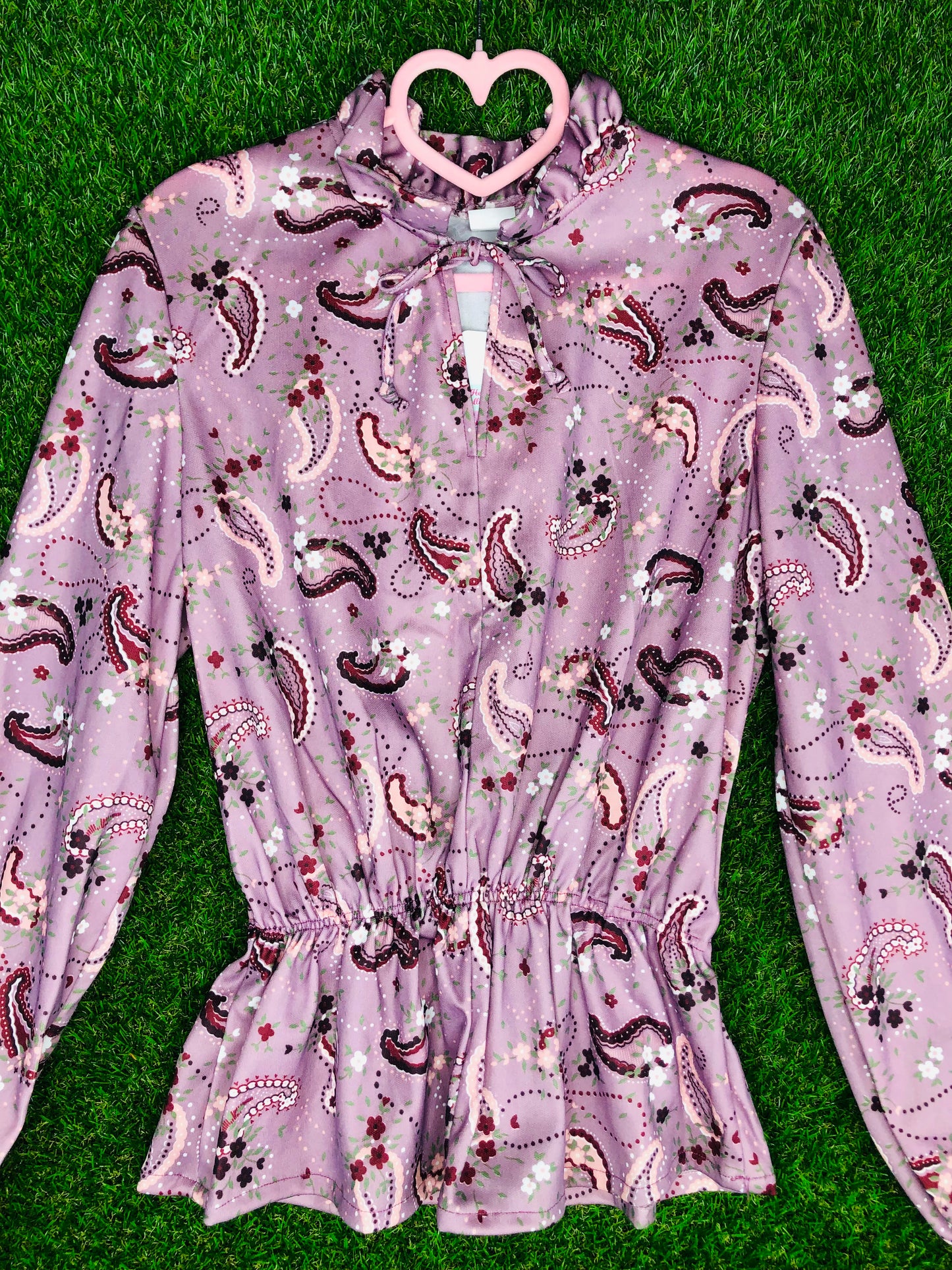 1970's Purple Paisley Peplum Top