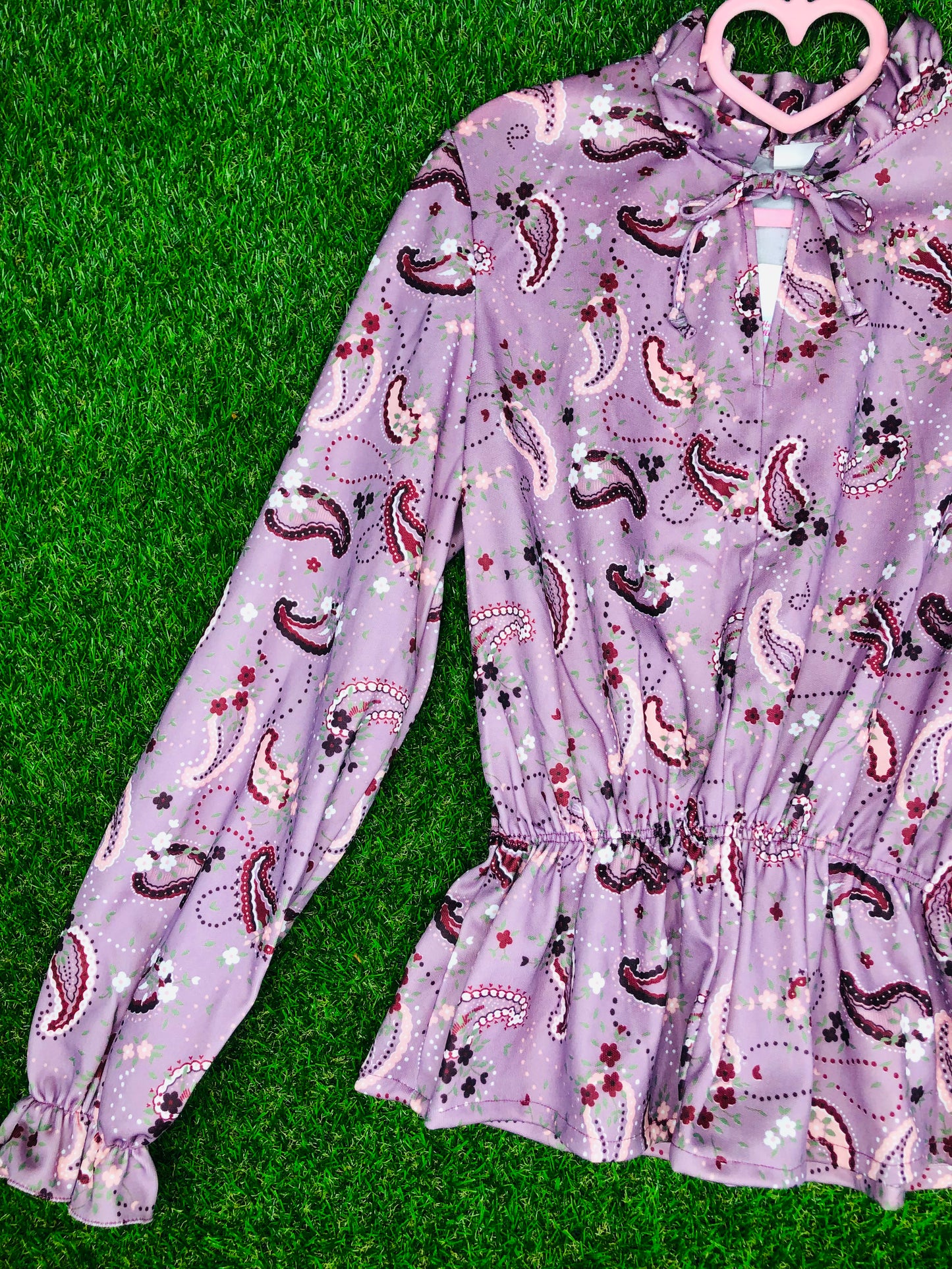 1970's Purple Paisley Peplum Top