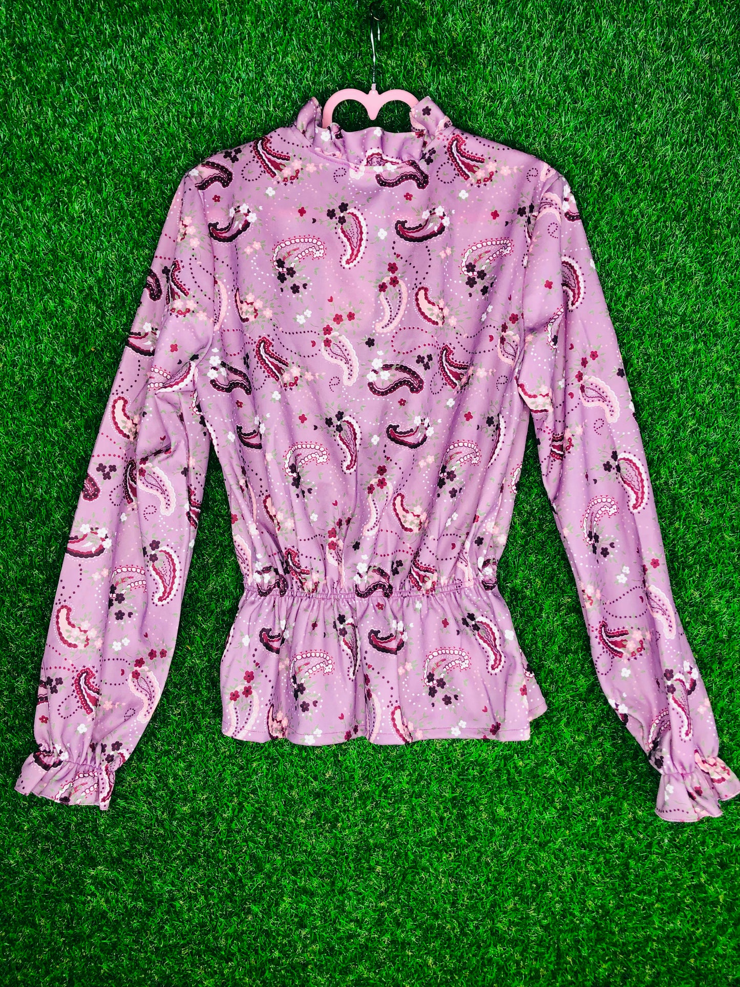 1970's Purple Paisley Peplum Top