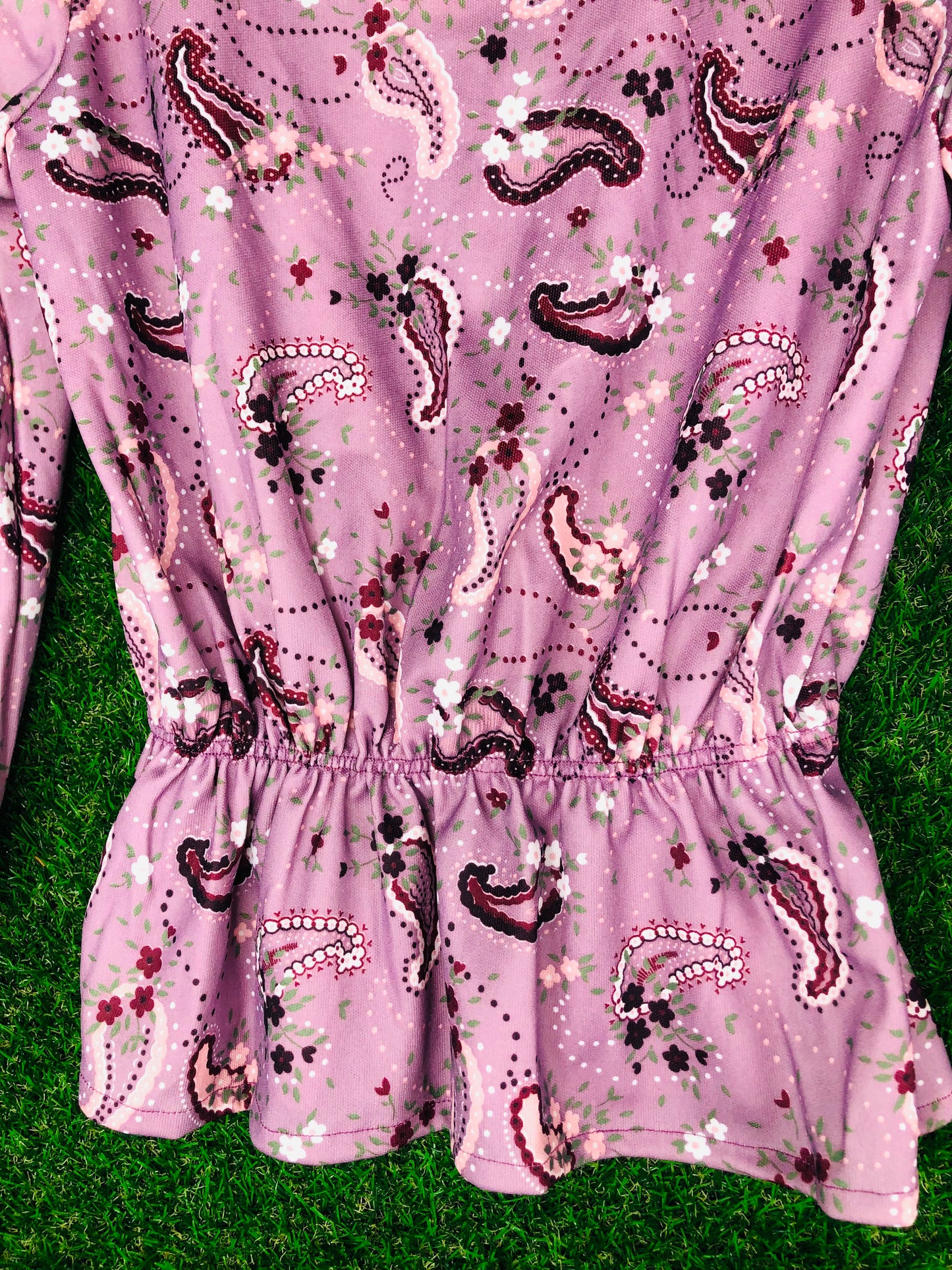 1970's Purple Paisley Peplum Top