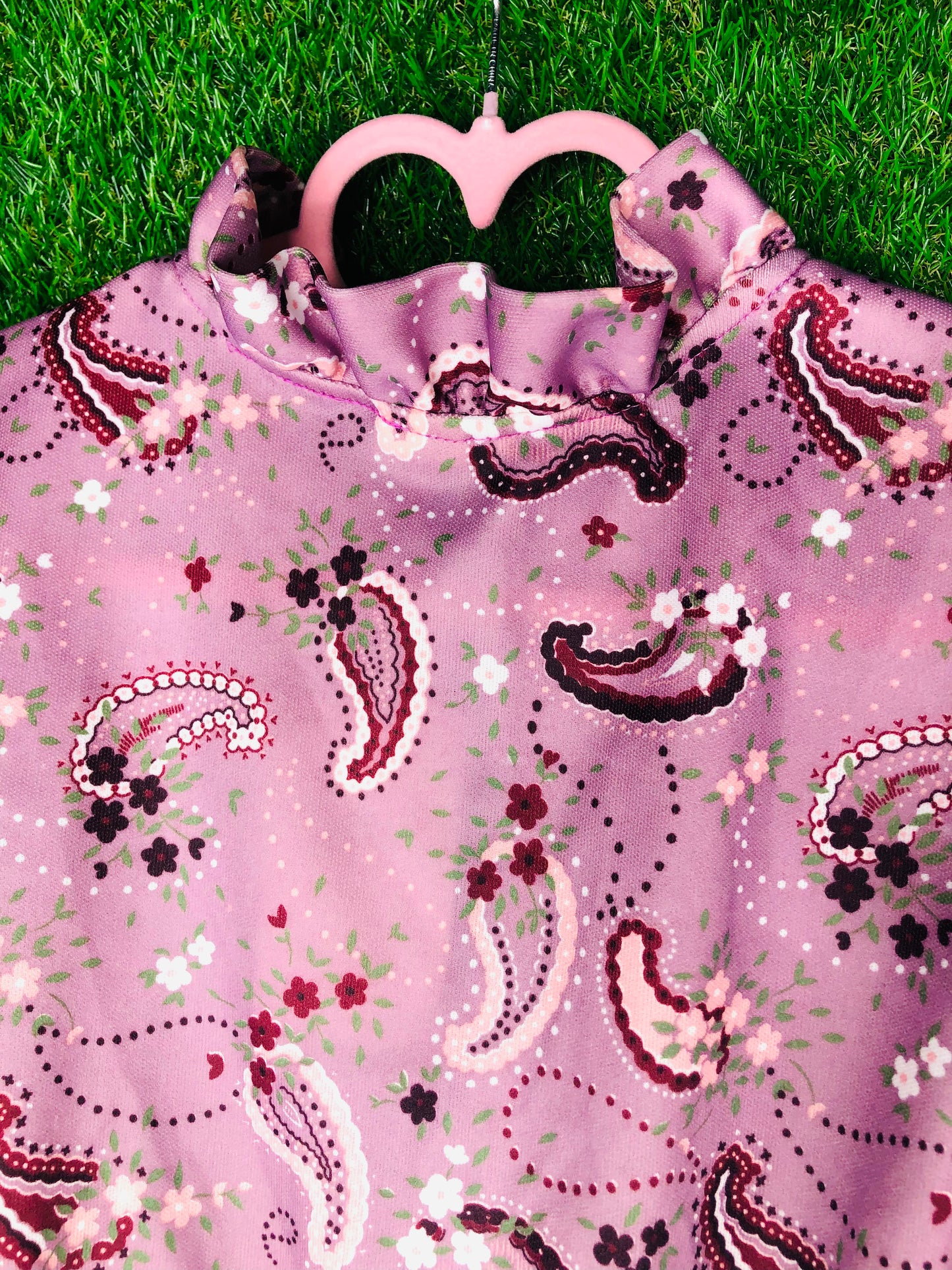 1970's Purple Paisley Peplum Top