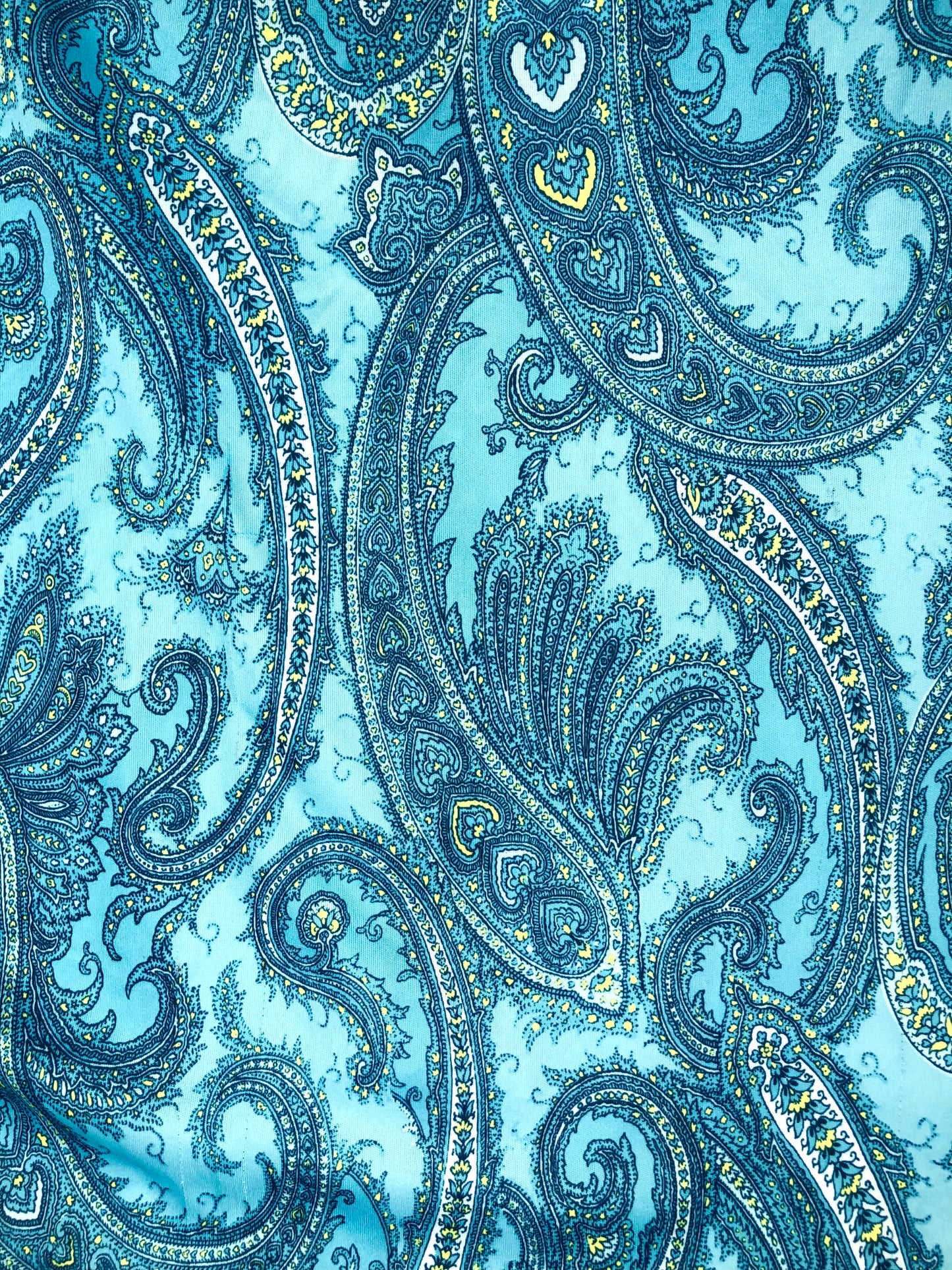 1970's Blue Paisley Print Top