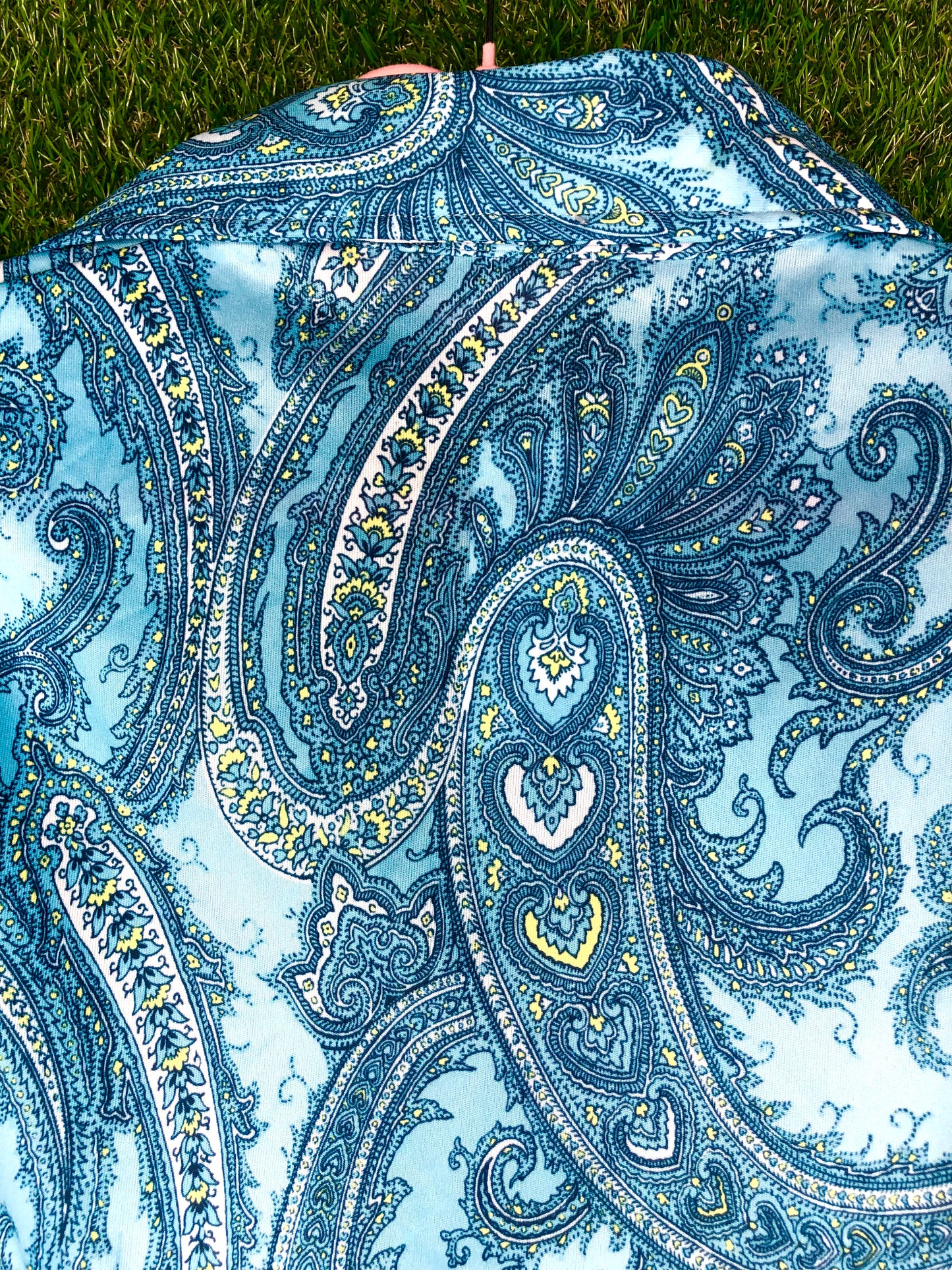 1970's Blue Paisley Print Top