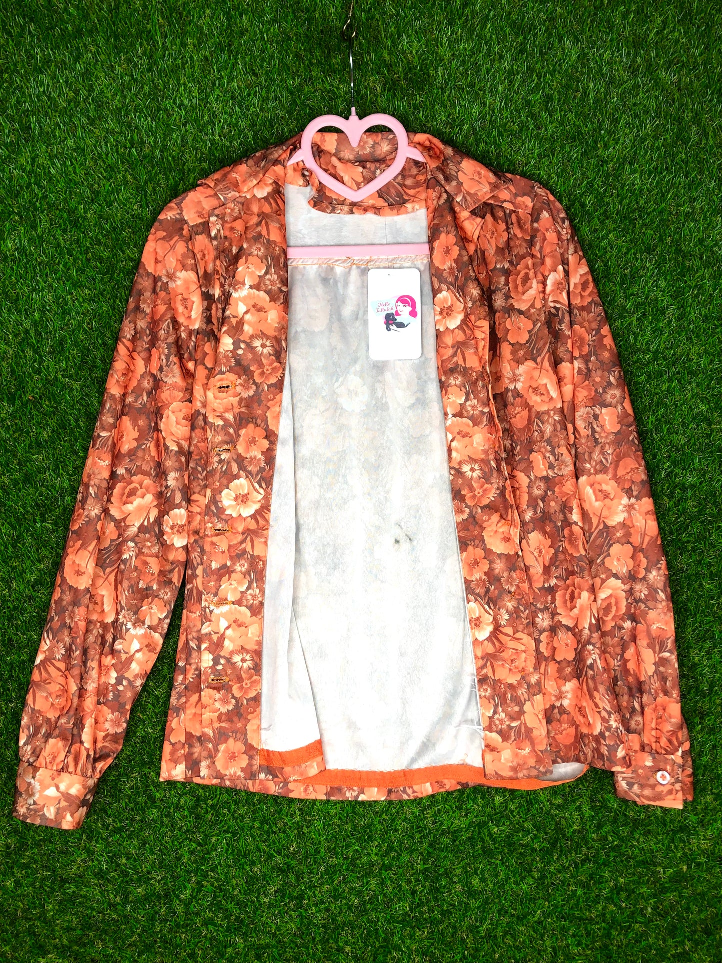 1970's Orange Autumn Floral Button-Up Top