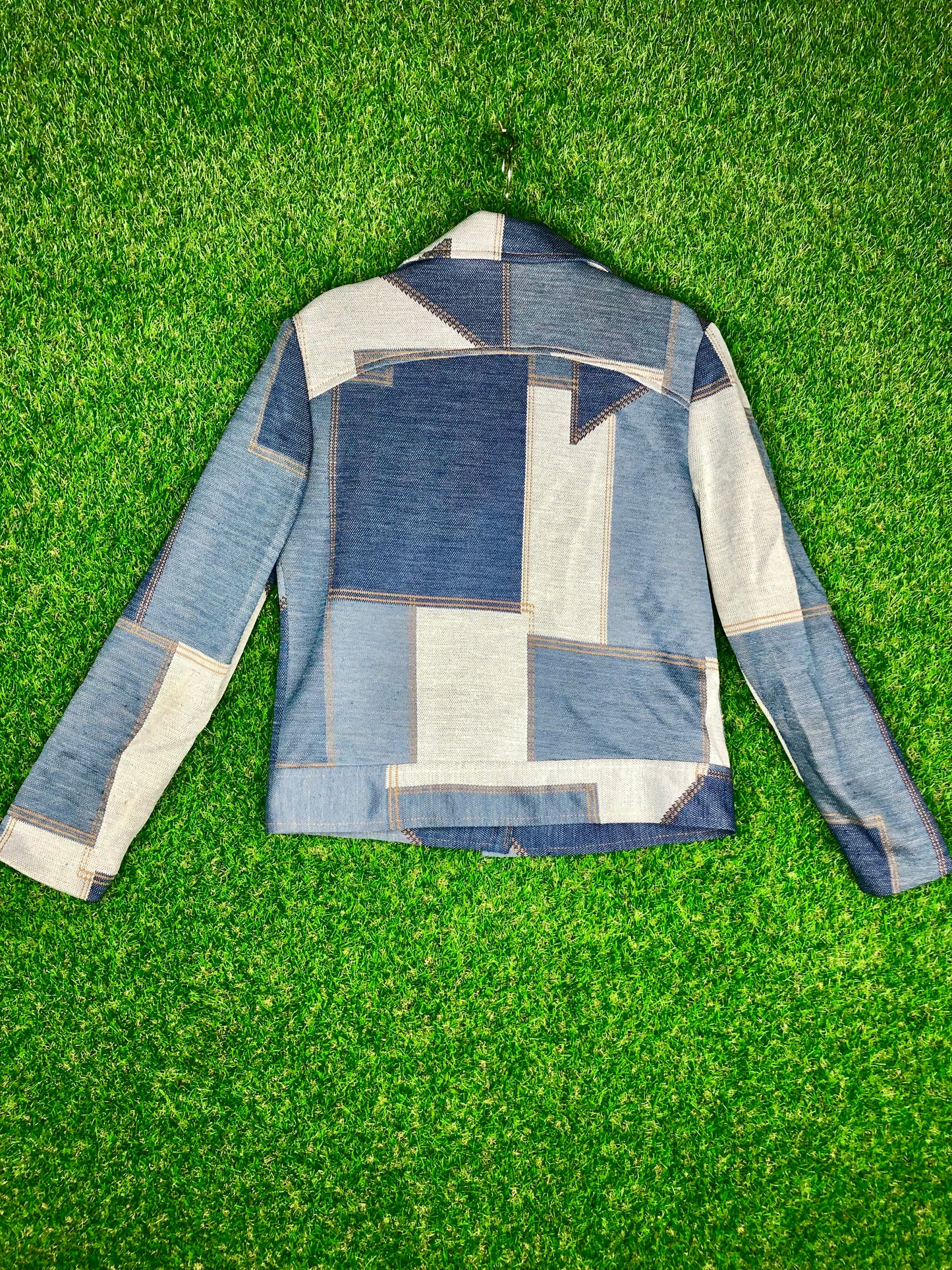 1960's 'Daisy Jones' 'Denim-Style' Polyester Patchwork Top and Pants Set