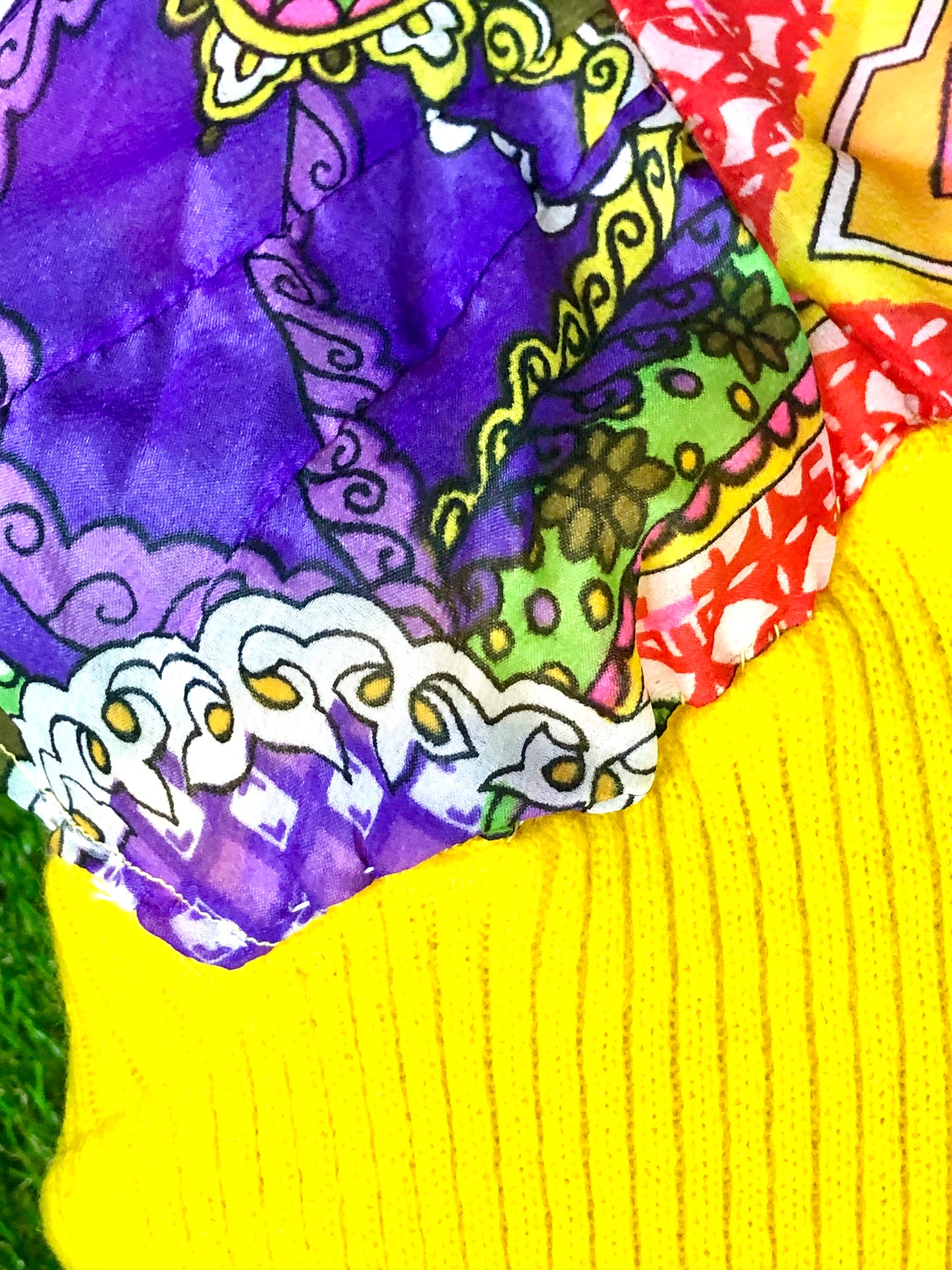 1970's Yellow Knit Psychedelic Print Dress