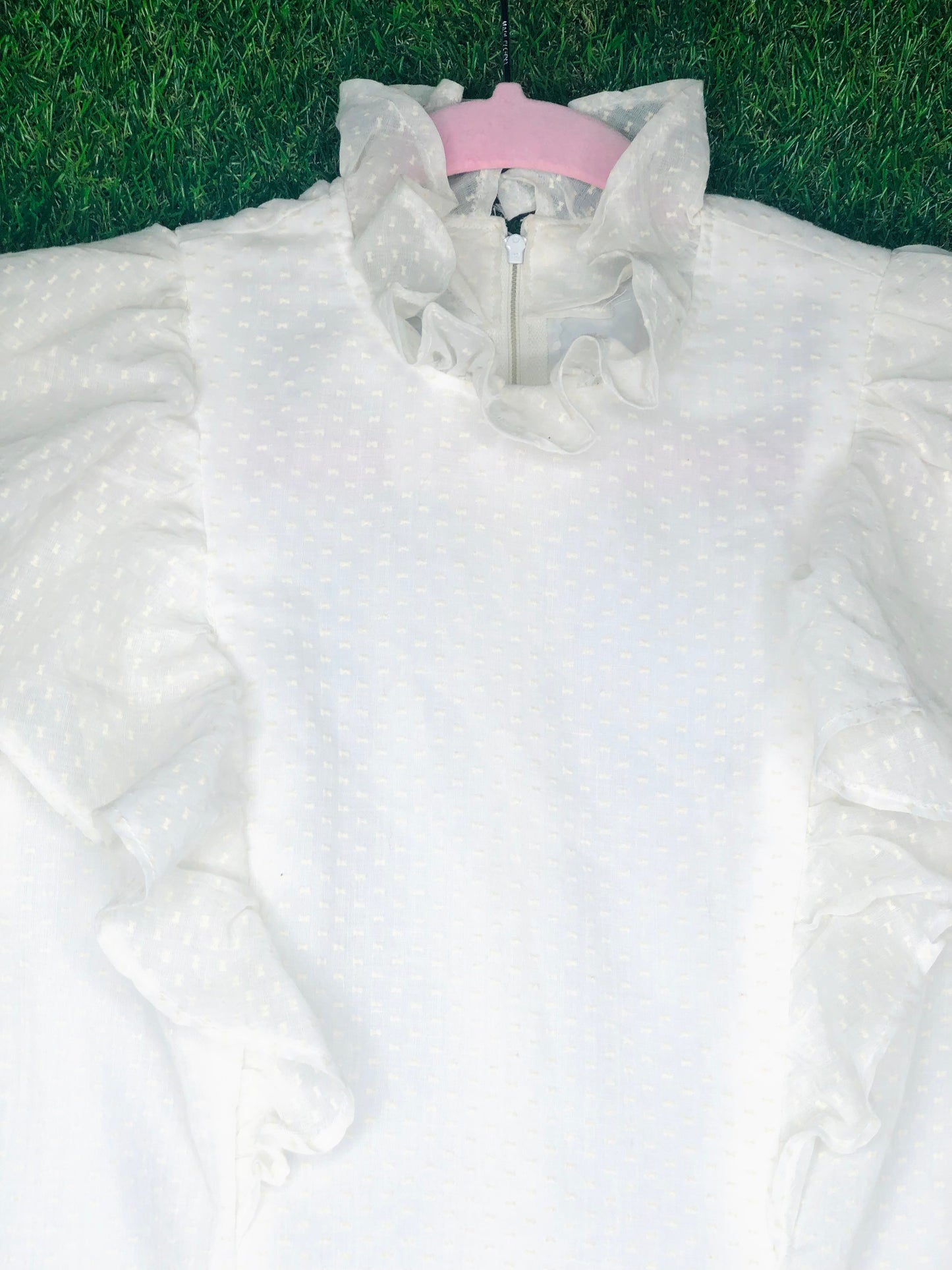 1970's White Ruffle Babydoll Mini Dress