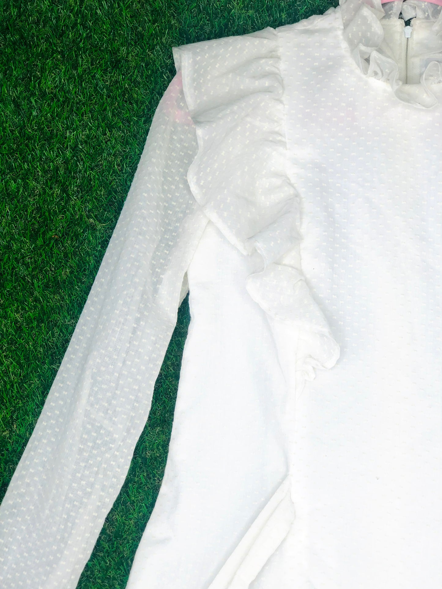 1970's White Ruffle Babydoll Mini Dress