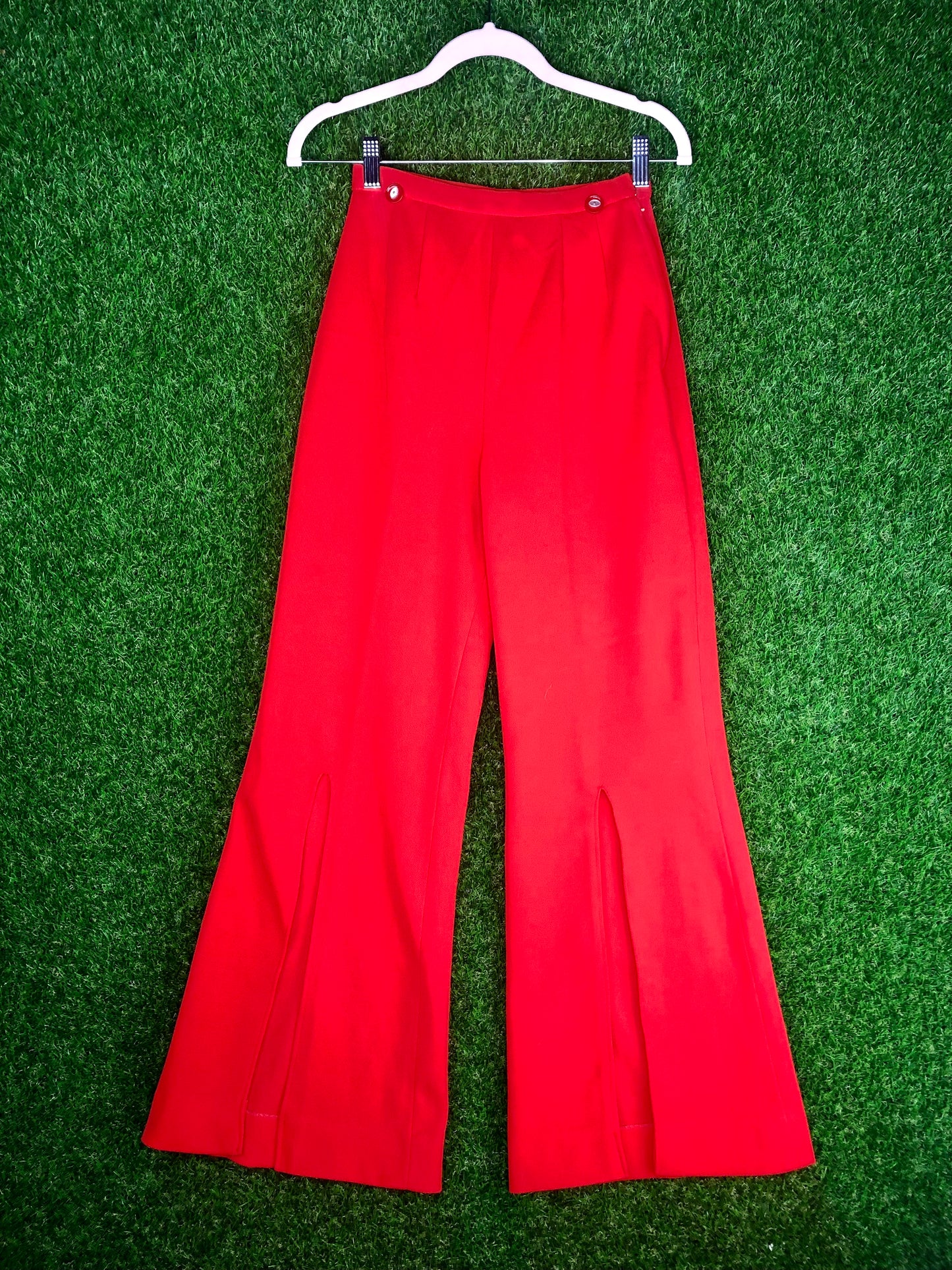 1970's Tomato Red Bellbottoms With Front Slits