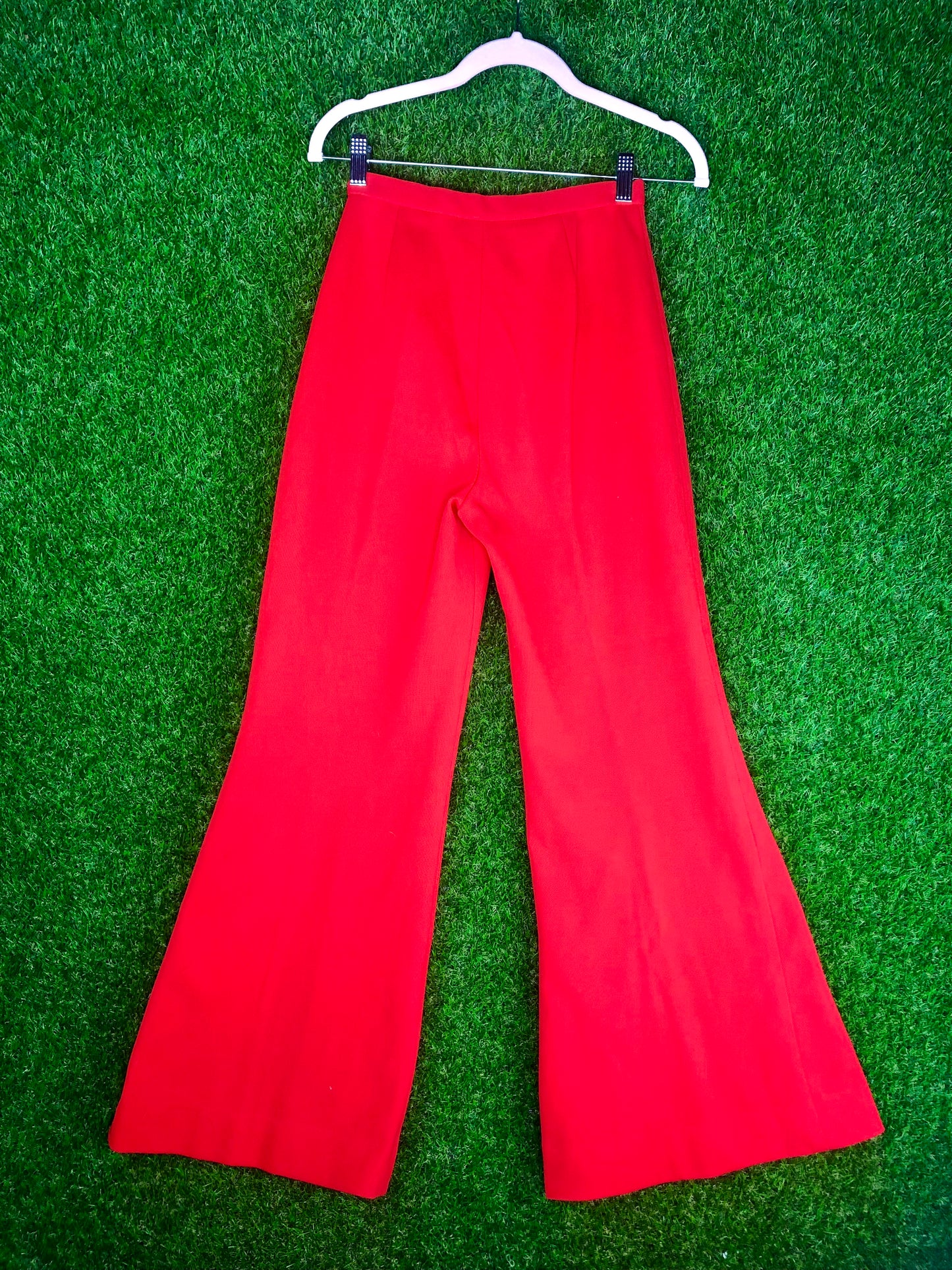 1970's Tomato Red Bellbottoms With Front Slits