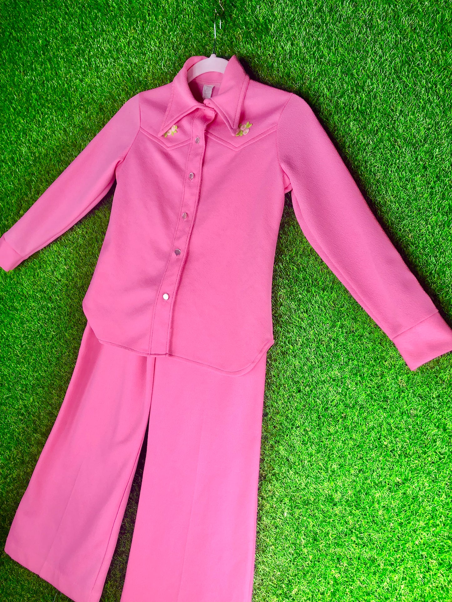 1970's Western Bubblegum Pink Top and Pants Set