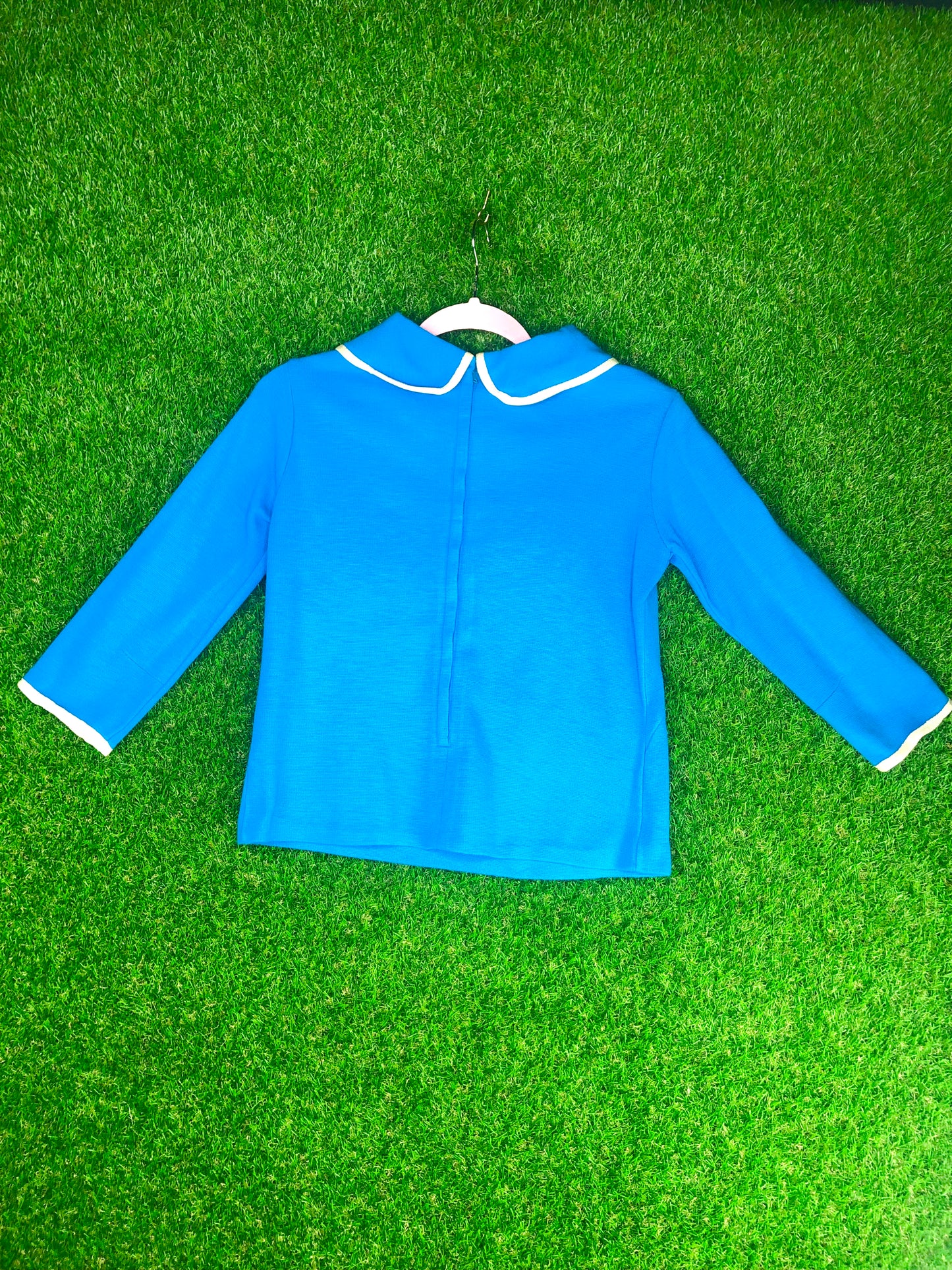 1960's Mary Tyler Moor Sky-Blue Top and Skirt Set