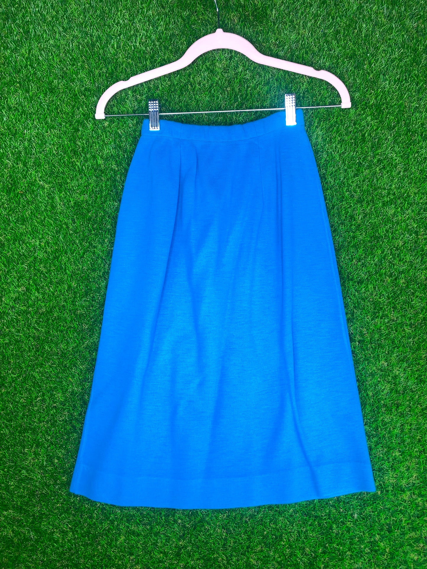 1960's Mary Tyler Moor Sky-Blue Top and Skirt Set