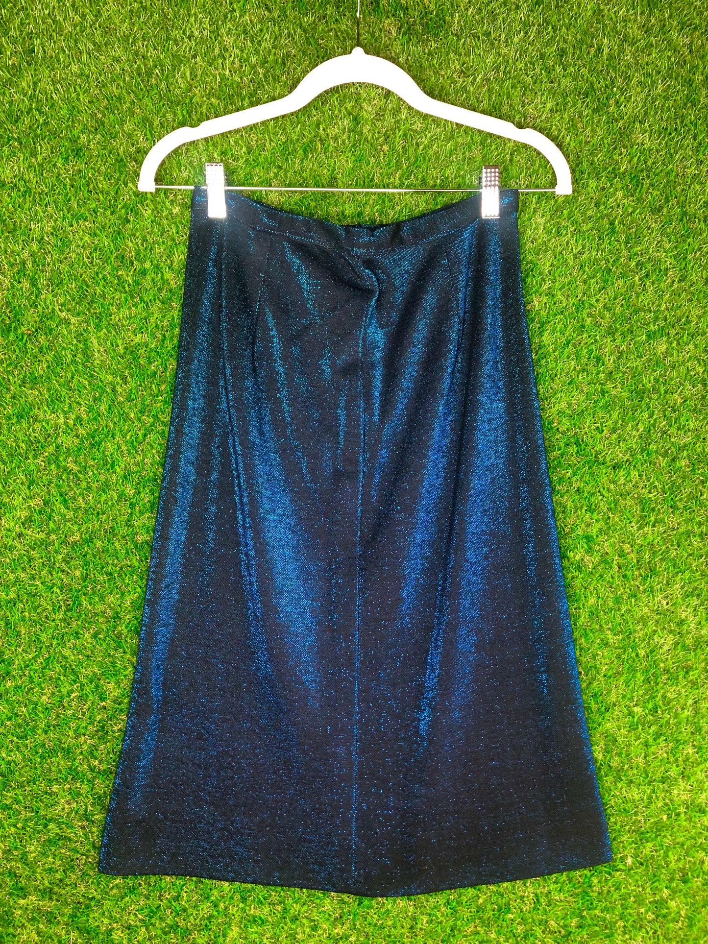 1960's Metallic Sparkly Blue Top and Skirt Set