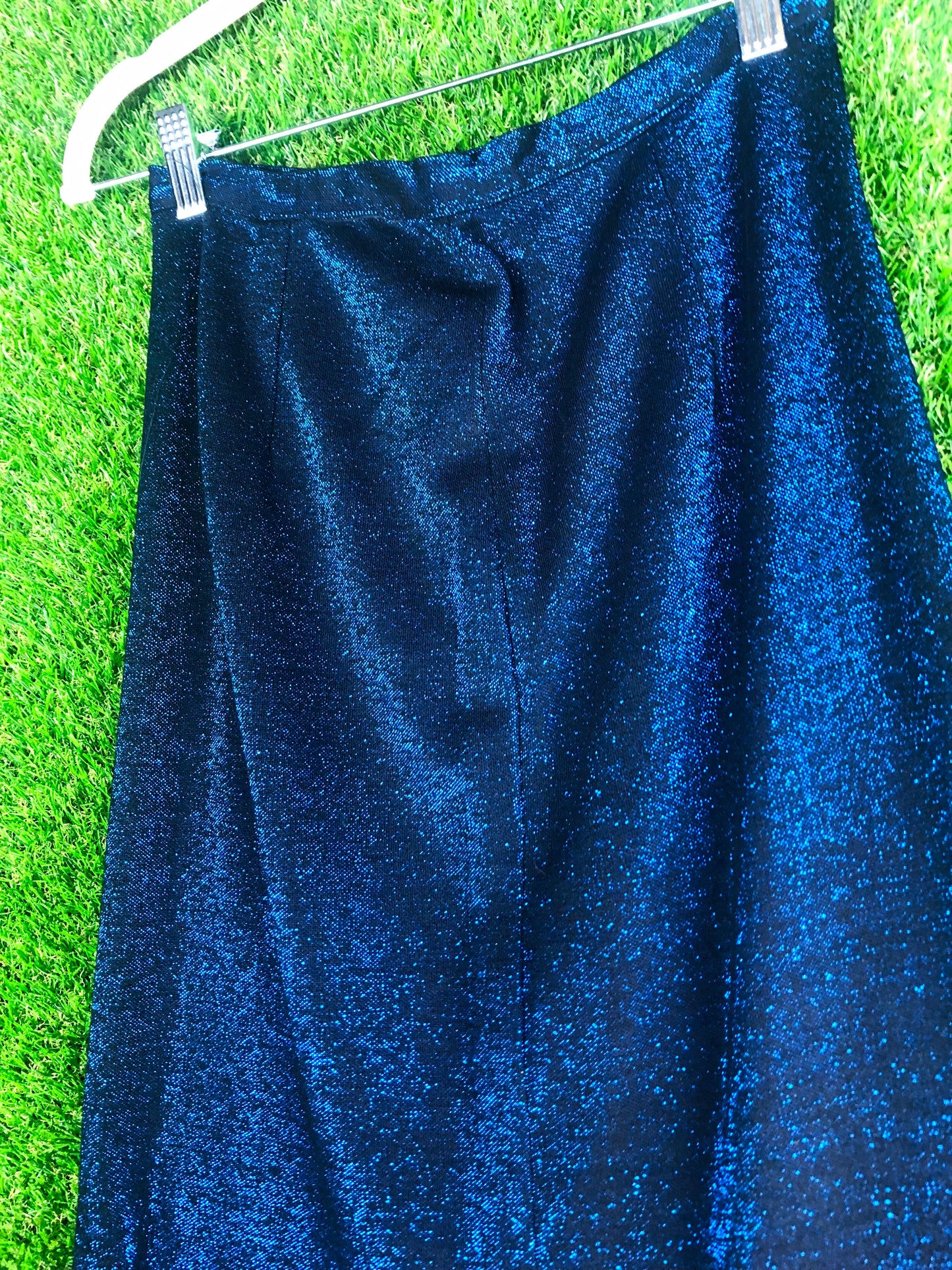 1960's Metallic Sparkly Blue Top and Skirt Set
