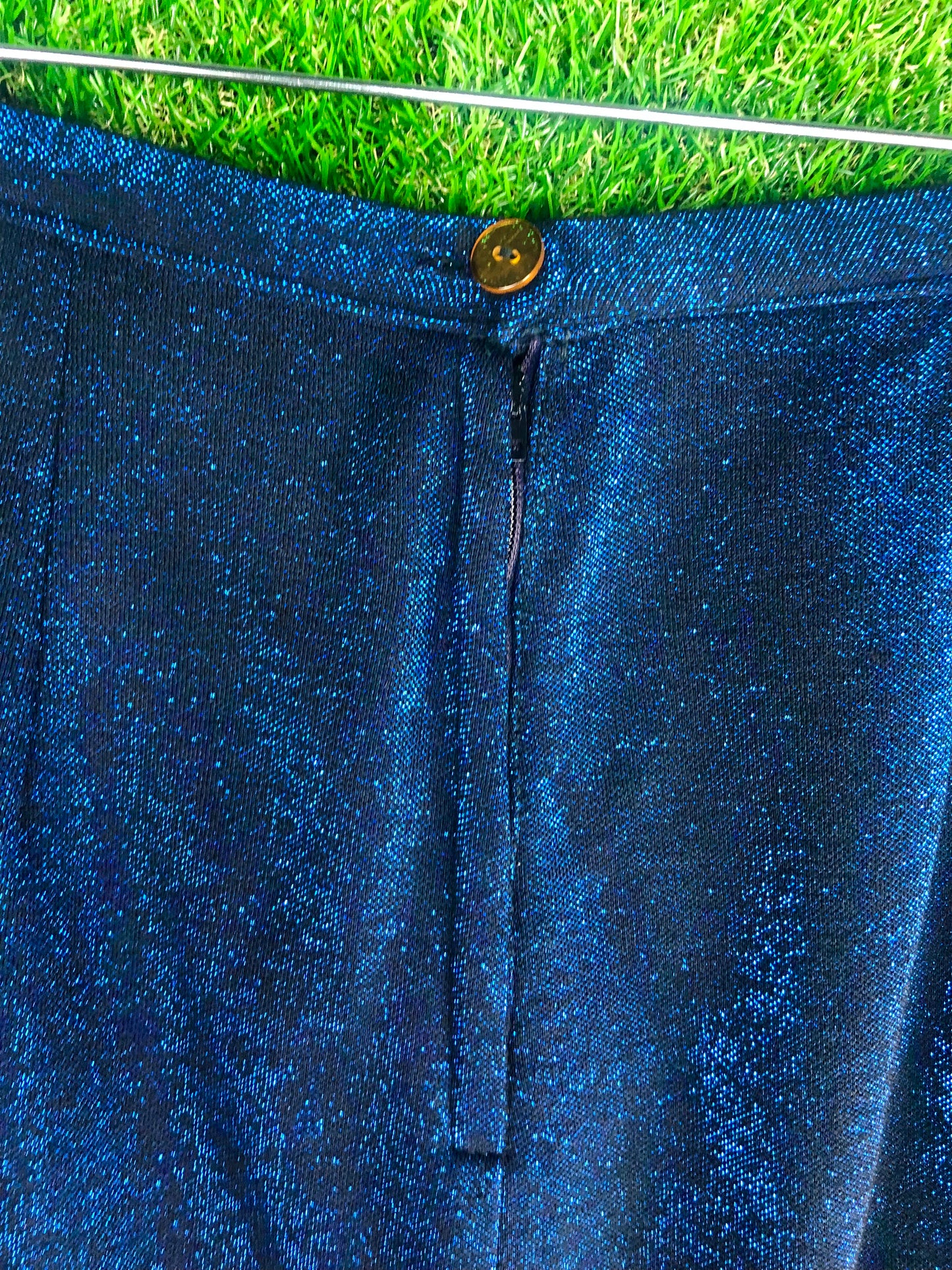 1960's Metallic Sparkly Blue Top and Skirt Set