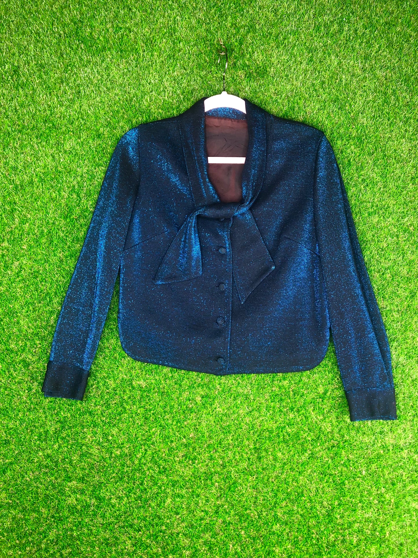 1960's Metallic Sparkly Blue Top and Skirt Set