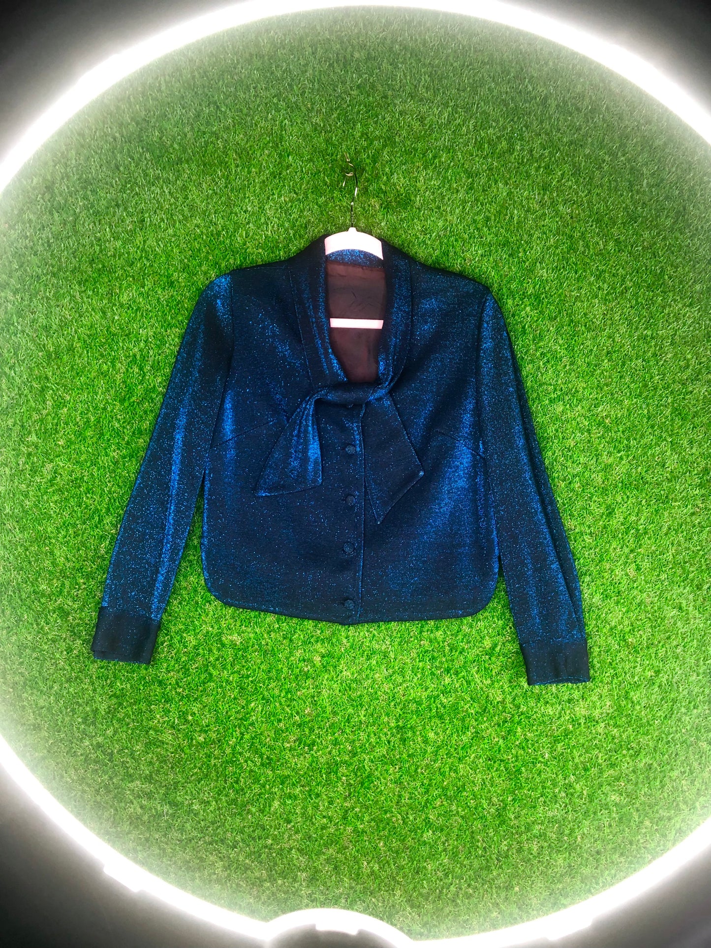 1960's Metallic Sparkly Blue Top and Skirt Set