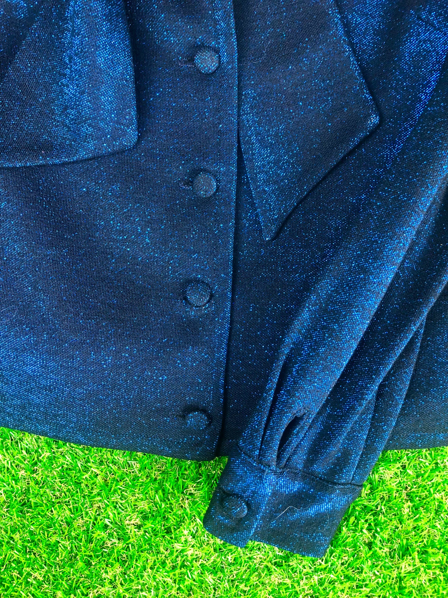 1960's Metallic Sparkly Blue Top and Skirt Set
