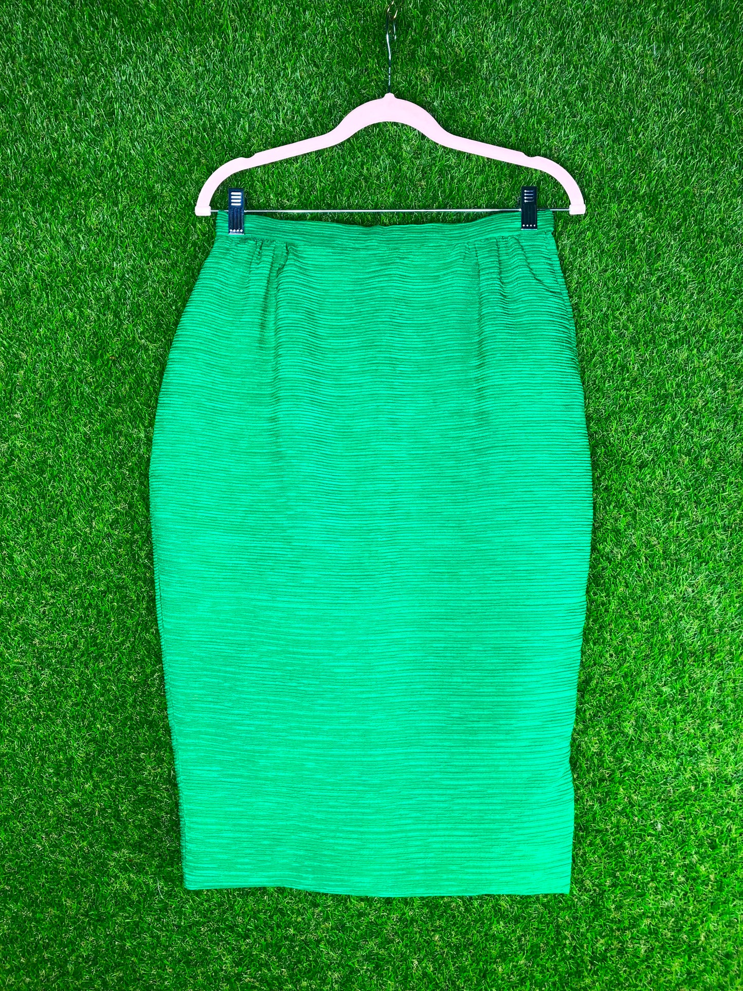 1960's Stylish Green Skirt and Jacket Suit With Ornamental Buttons