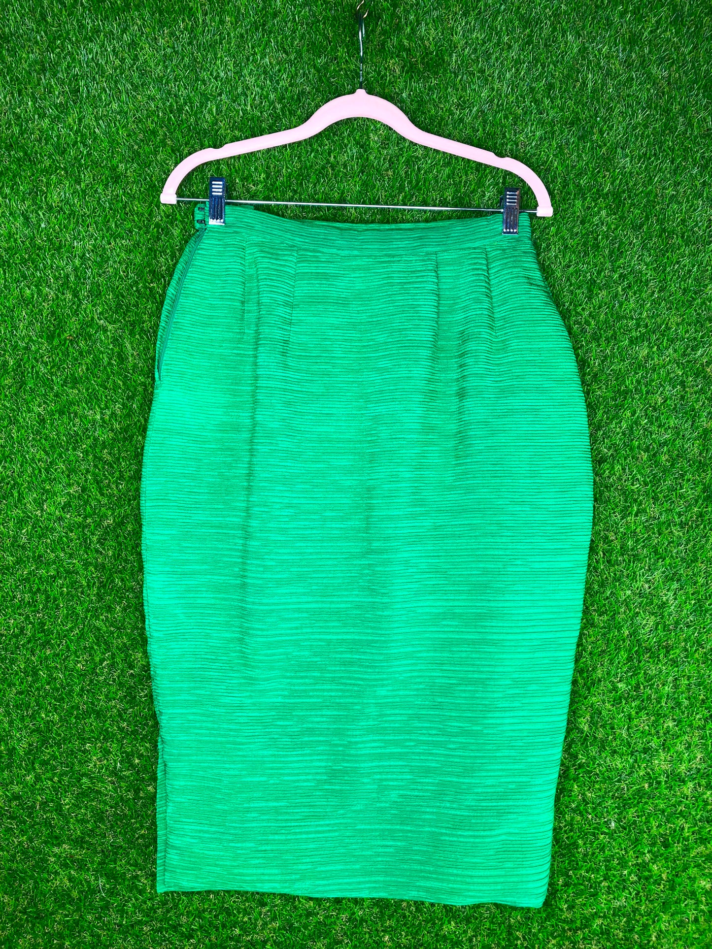 1960's Stylish Green Skirt and Jacket Suit With Ornamental Buttons