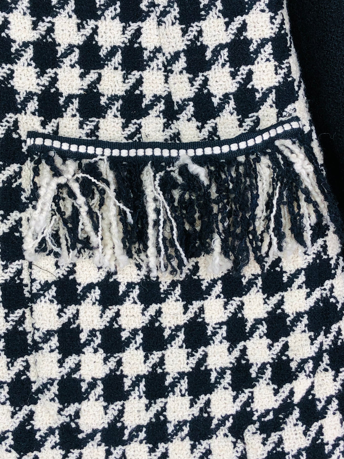 1990's Designer Gemma Kahn Black and White Houndstooth Jacket With Daisy Buttons