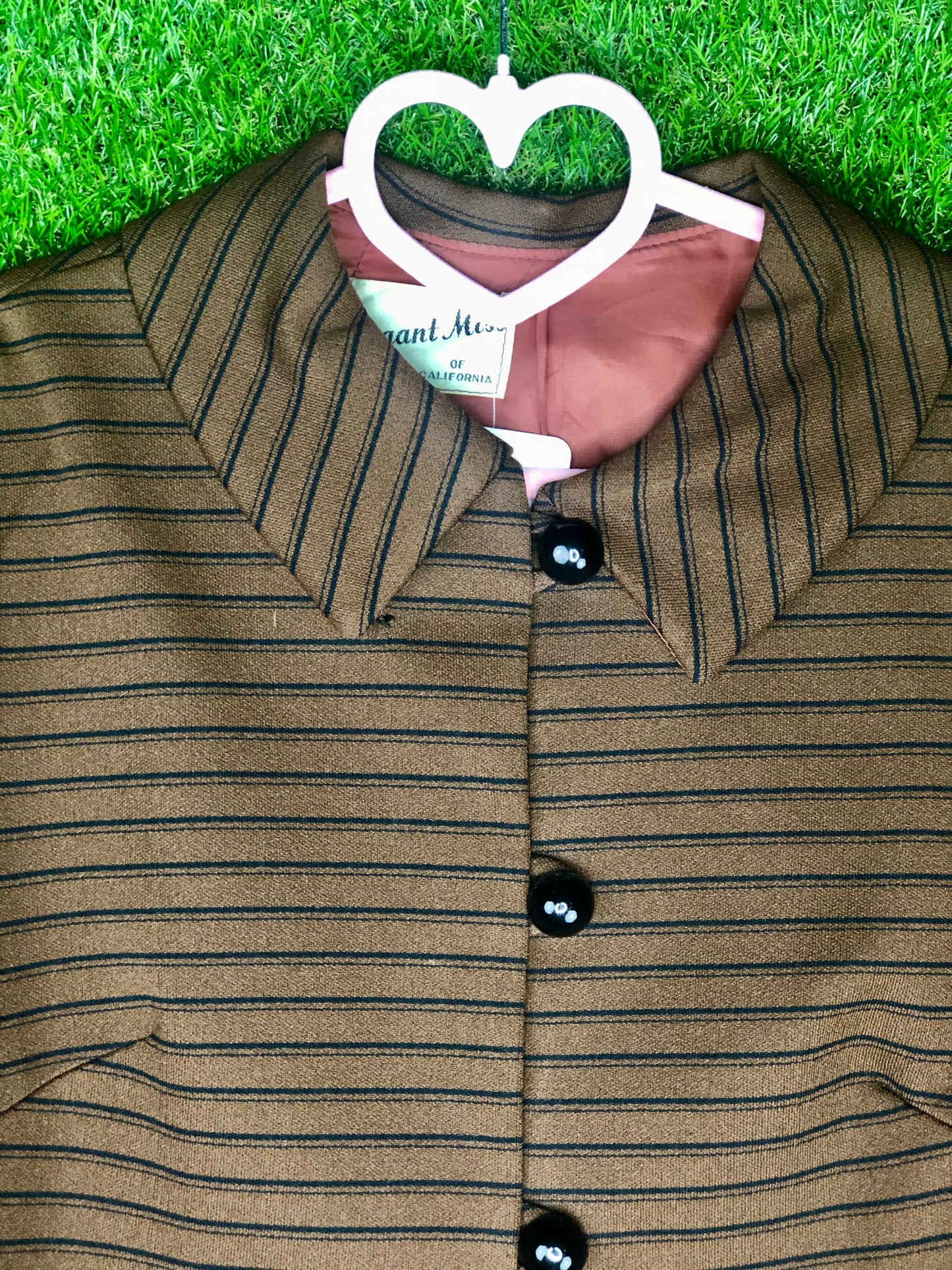 1960's Mod Brown Striped Coat