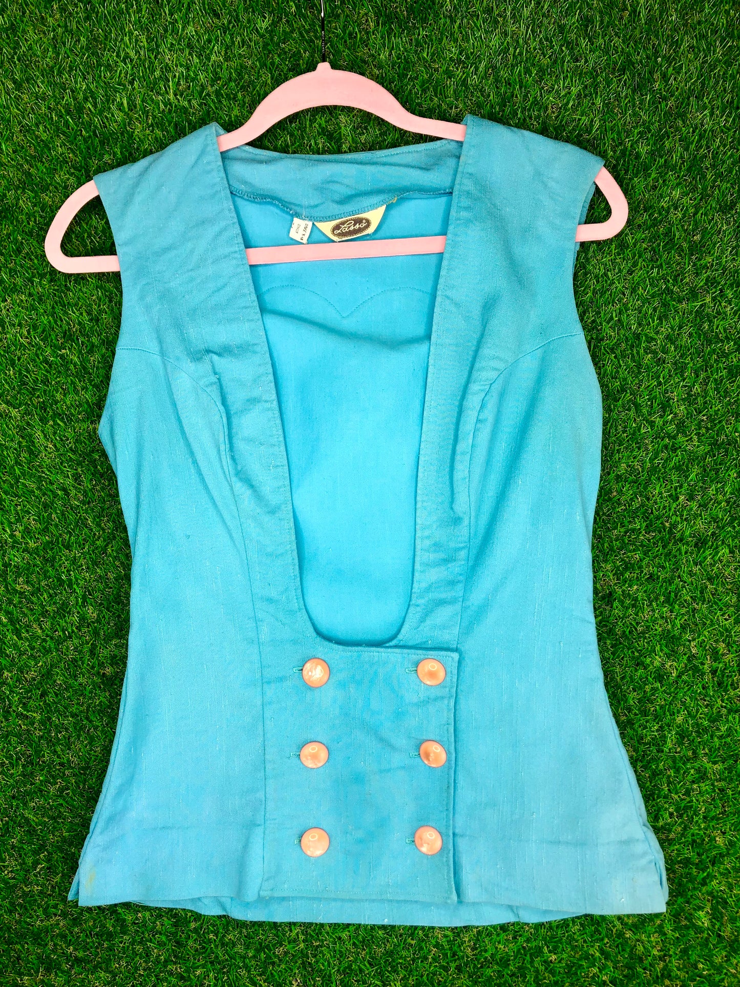 1970's Western Sky Blue Two-Piece Pant and Vest Set