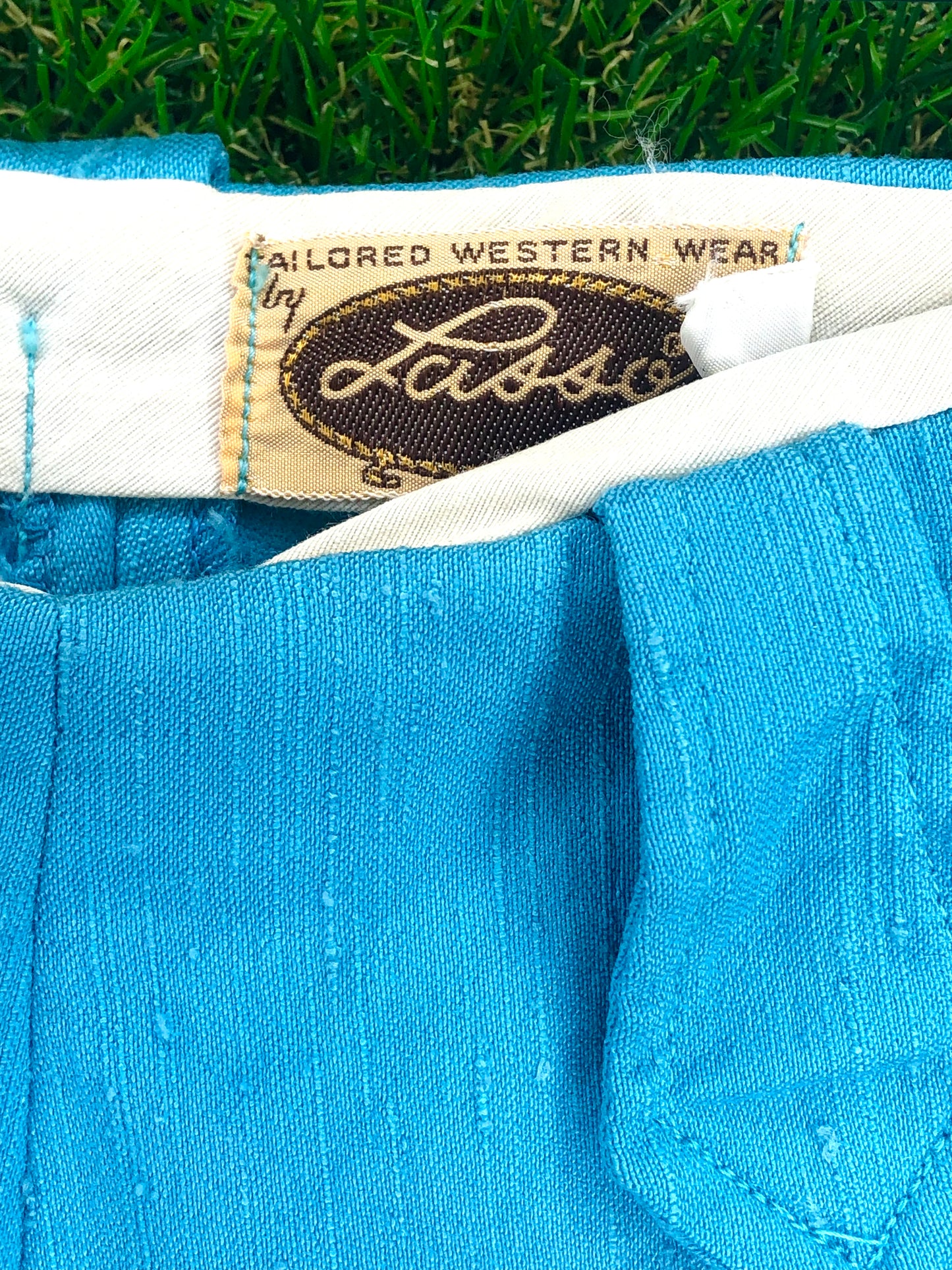 1970's Western Sky Blue Two-Piece Pant and Vest Set