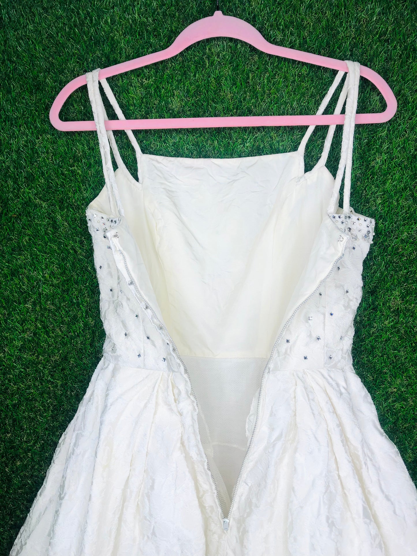 1950's Grace Kelly-Worthy White Rhinestone Wedding Day Party Dress